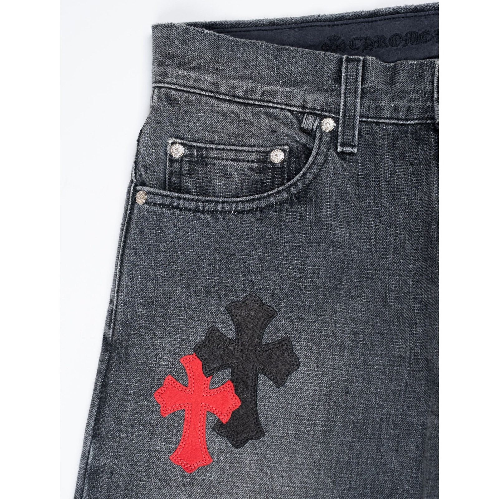 Chrome Hearts CLB Grey Black & Red Cross Patch Jeans Size US 34 / EU 50 - 6 Thumbnail