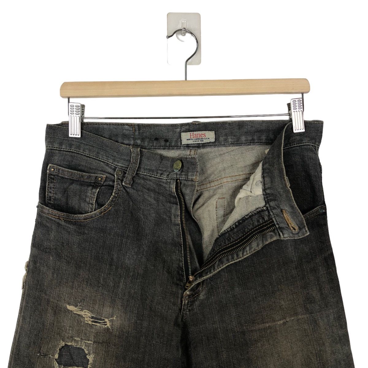 Japanese Brand VINTAGE PUNK JEANS DISTRESSE DESIGN HANES INSPIRE UNDERCOVER Size US 30 / EU 46 - 7 Thumbnail