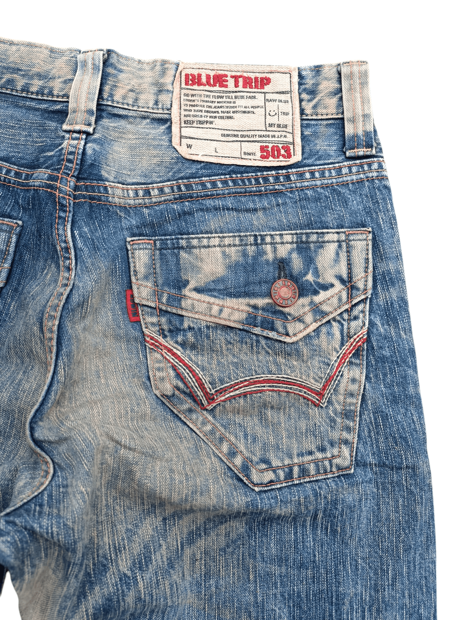 Edwin × Japanese Brand Edwin 503 Blue Trip Slim Washed Blue Whisker Denim Size US 32 / EU 48 - 12 Thumbnail