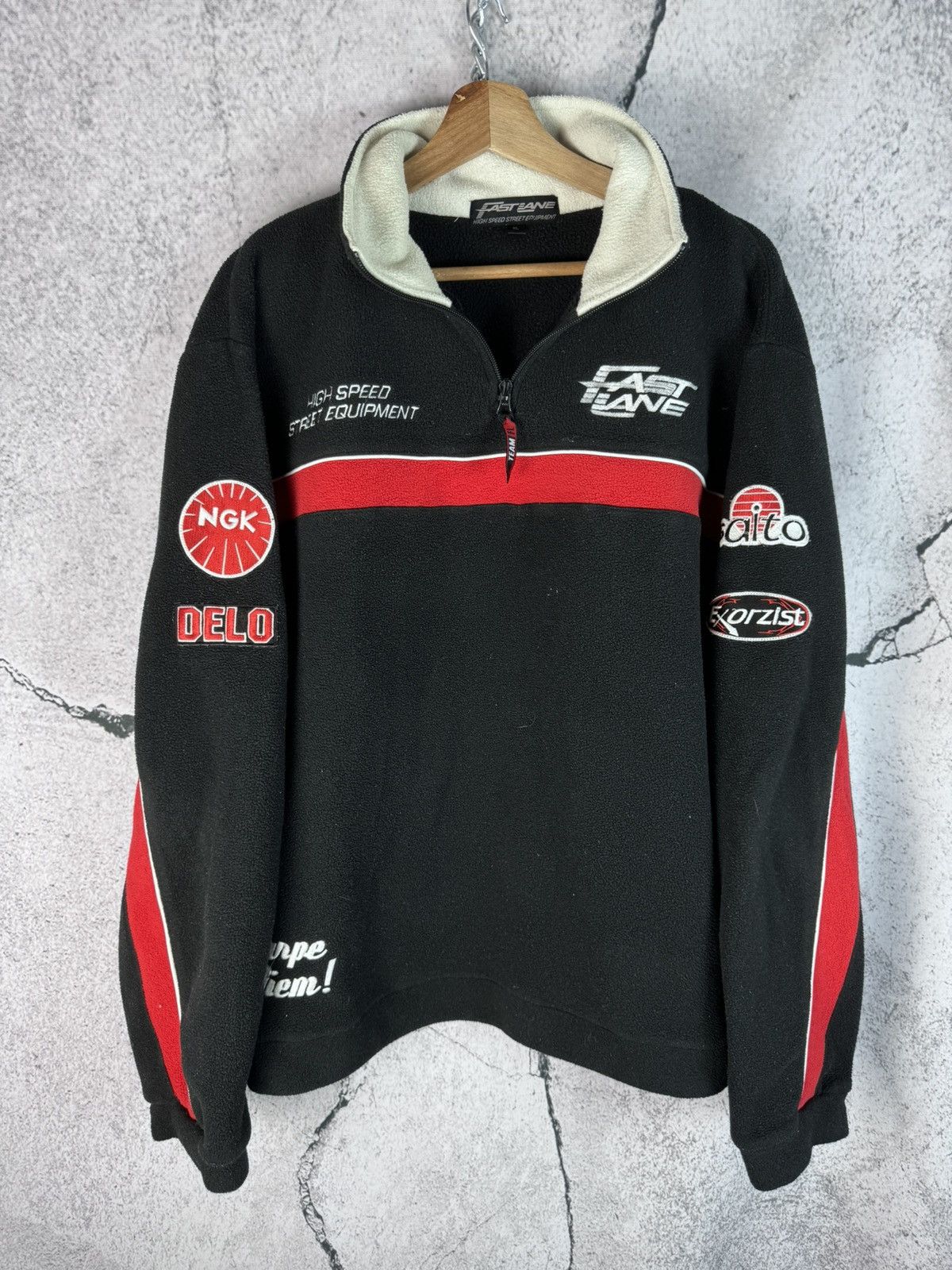 Vintage Vintage Fast Lane Racing 1/4 Zip Sweatshirt Fleece 90s Size US XL / EU 56 / 4 - 1 Thumbnail