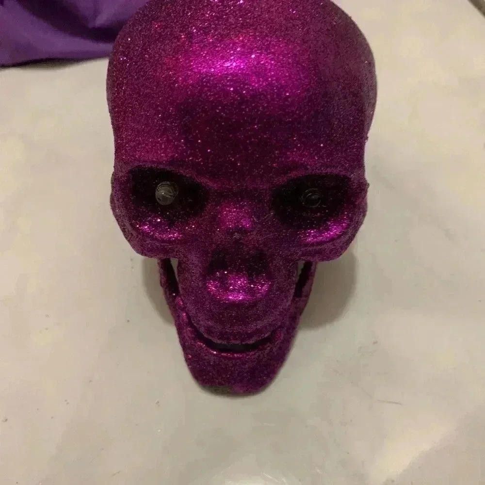 Designer Sparkling Pink Glitter Skull Decoration Size ONE SIZE - 1 Thumbnail