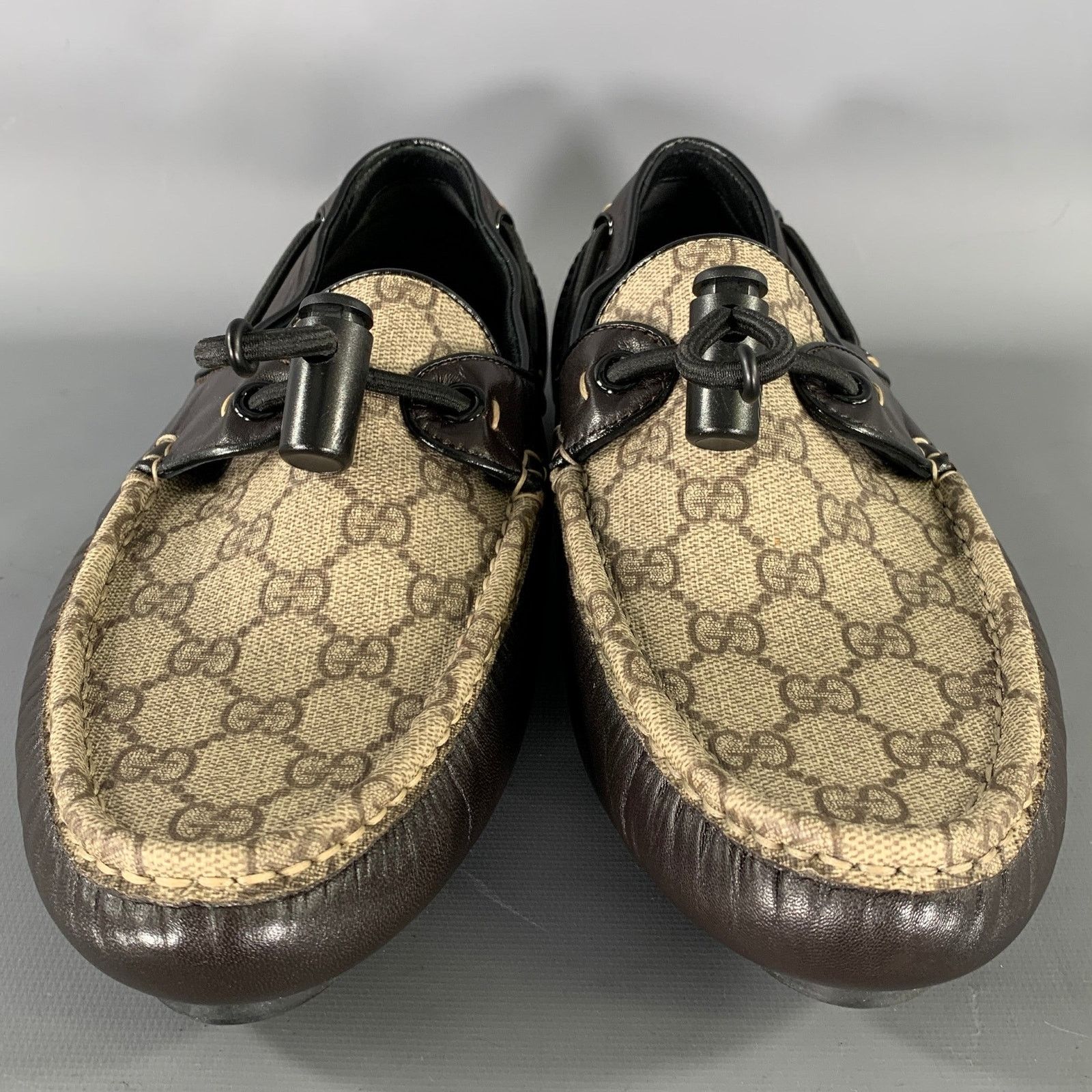 Gucci GUCCI Size 9.5 Tan Brown Monogram Leather Drivers Loafers Size US 9.5 / EU 42-43 - 4 Thumbnail
