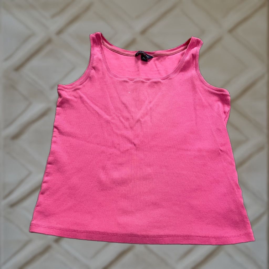 Lands' End Lands' End Women's Medium Pink Ribbed Knit Tank Top Casual Round Neck Sleeveless Size M / US 6-8 / IT 42-44 - 1 Thumbnail