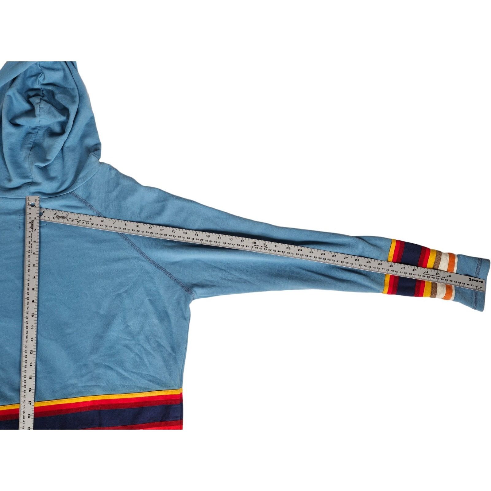 Greg Lauren Greg Lauren Striped Crewneck Hoodie Size 3 US Light Blue Mul Size US XL / EU 56 / 4 - 6 Thumbnail