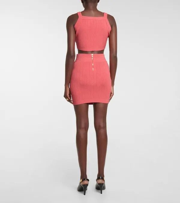 Balmain o1y0625 Crop Top in Coral Size XL / US 12-14 / IT 48-50 - 4 Thumbnail