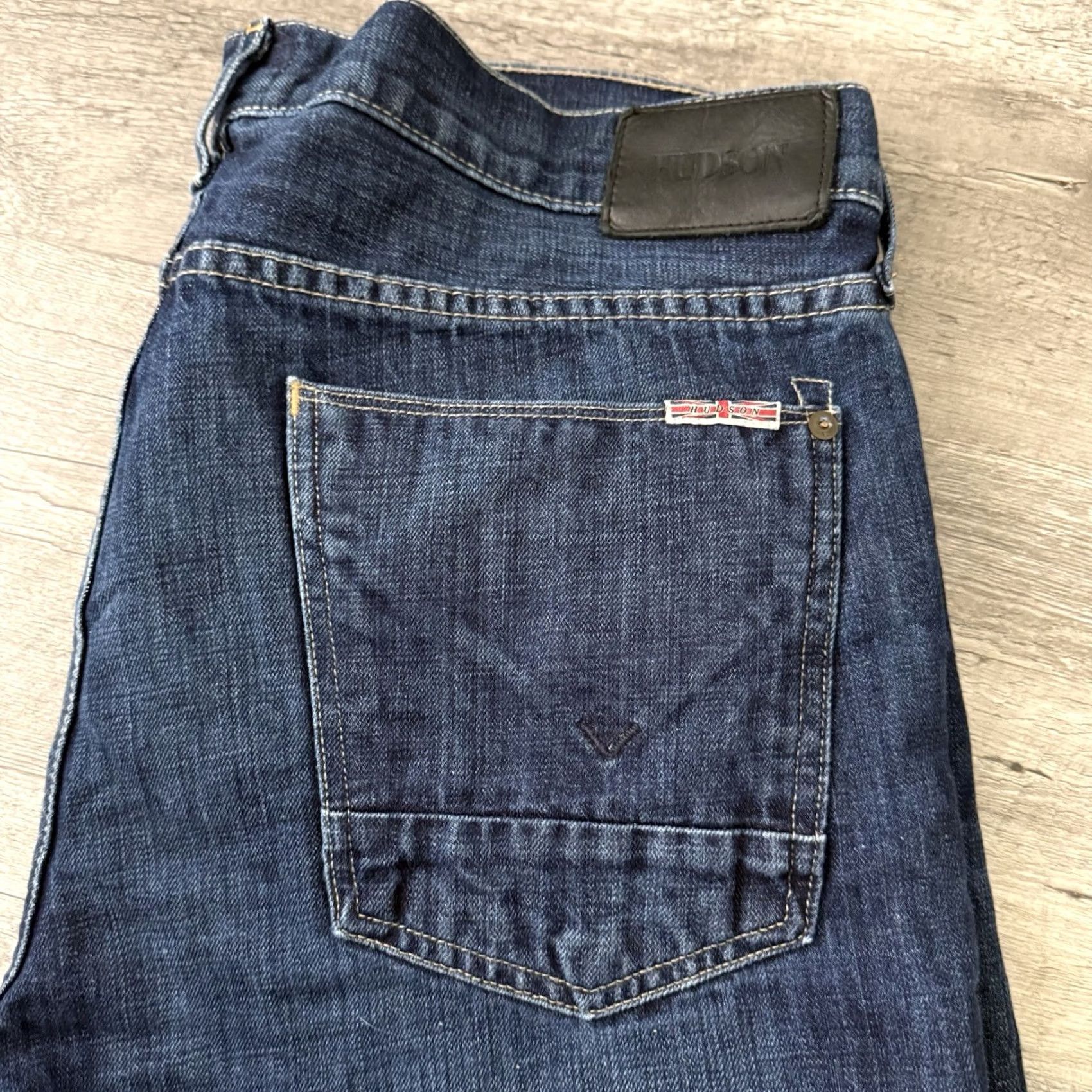 Hudson HUDSON Byron Straight Jeans Mens 36 Blue Cotton Flax Blend Button-Fly Distressed Size US 36 / EU 52 - 5 Thumbnail