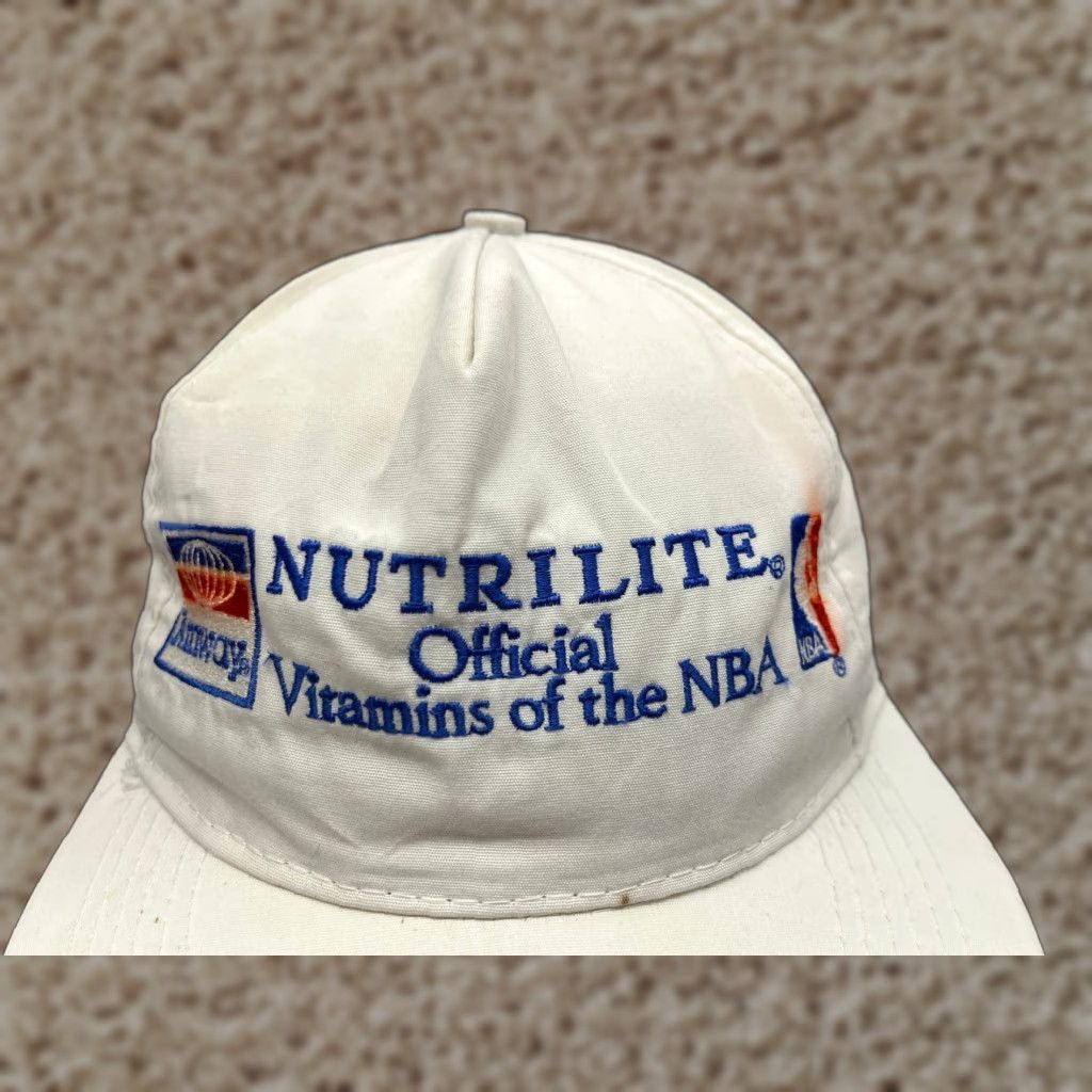 Vintage Nutrilite Official Vitamins of the NBA Hat Cap Snap Back Adult OS White Cotton Size ONE SIZE - 1 Thumbnail