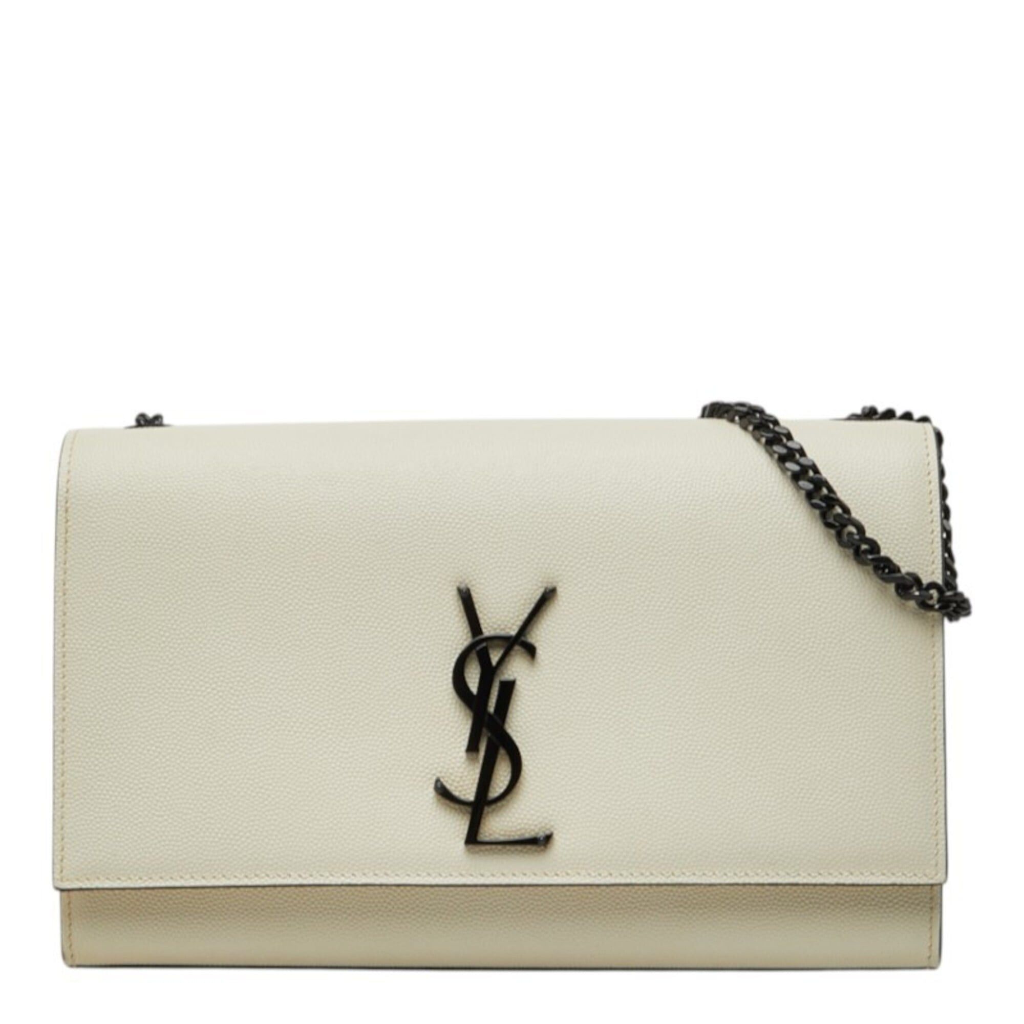 Saint Laurent Paris Saint Laurent Cassandra Kate YSL Logo Chain Shoulder Bag 364021 White Black Leather Women's SAINT LAURENT Size ONE SIZE - 1 Thumbnail
