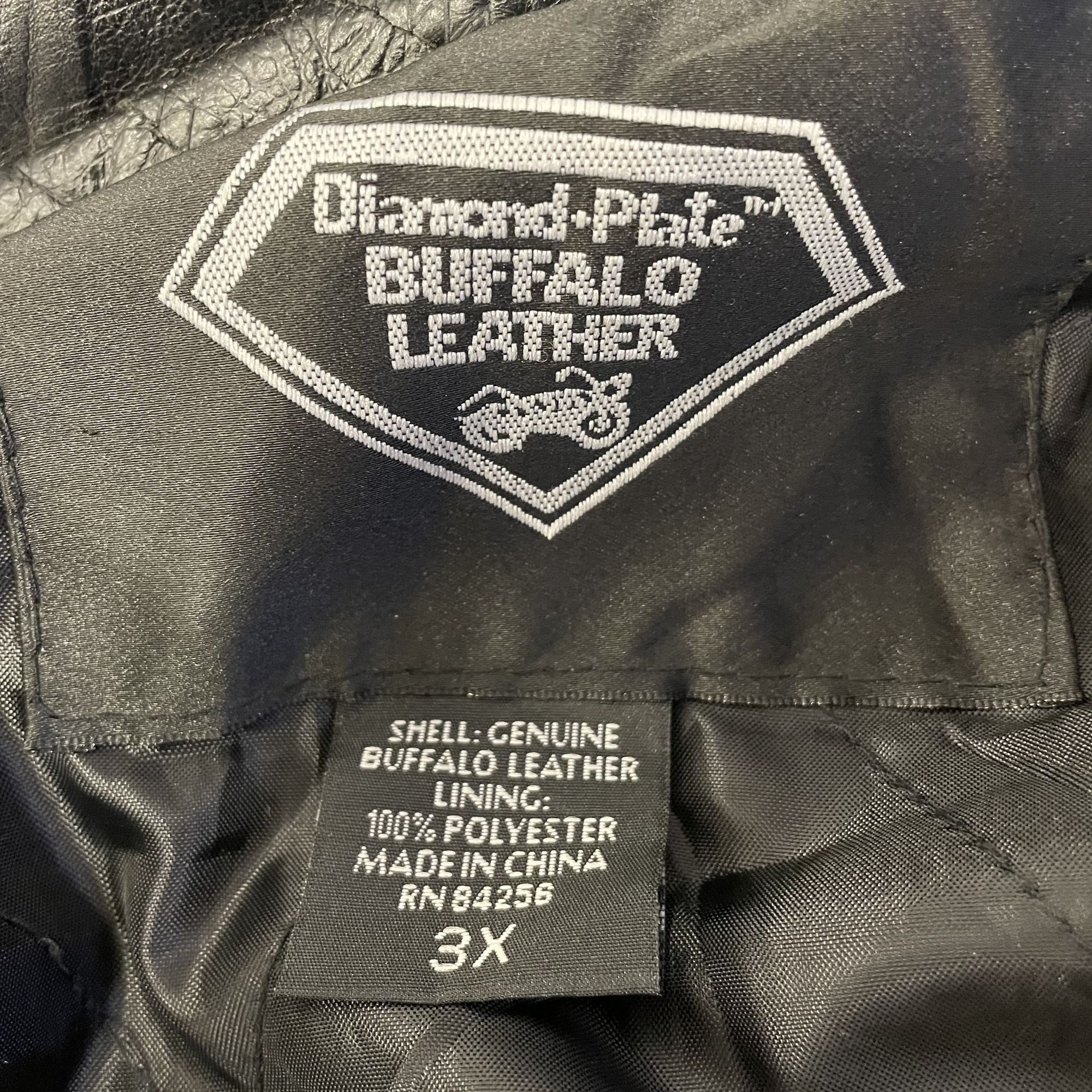 Other Vtg Diamond Plate BUFFALO Leather MOTORCYCLE Jacket Size US XXL / EU 58 / 5 - 7 Thumbnail