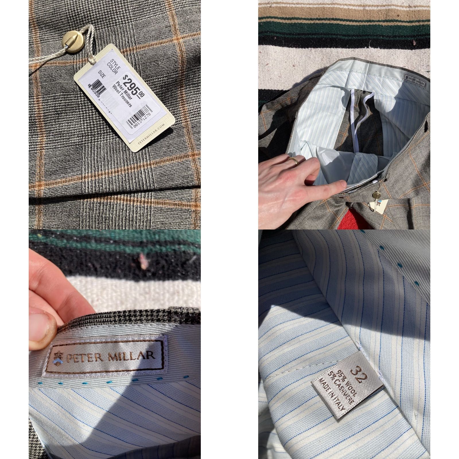 Peter Millar NWT Peter Millar Dress Pants Mens 32 Wool Cashmere Plaid Unhemmed Made In Italy Pants Brown Straight Front Mens Regular Size US 32 / EU 48 - 8 Thumbnail