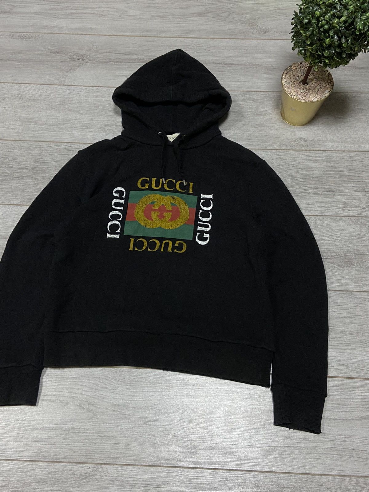 Gucci Gucci Distressed GG Box Logo Hoodie Size US M / EU 48-50 / 2 - 3 Thumbnail