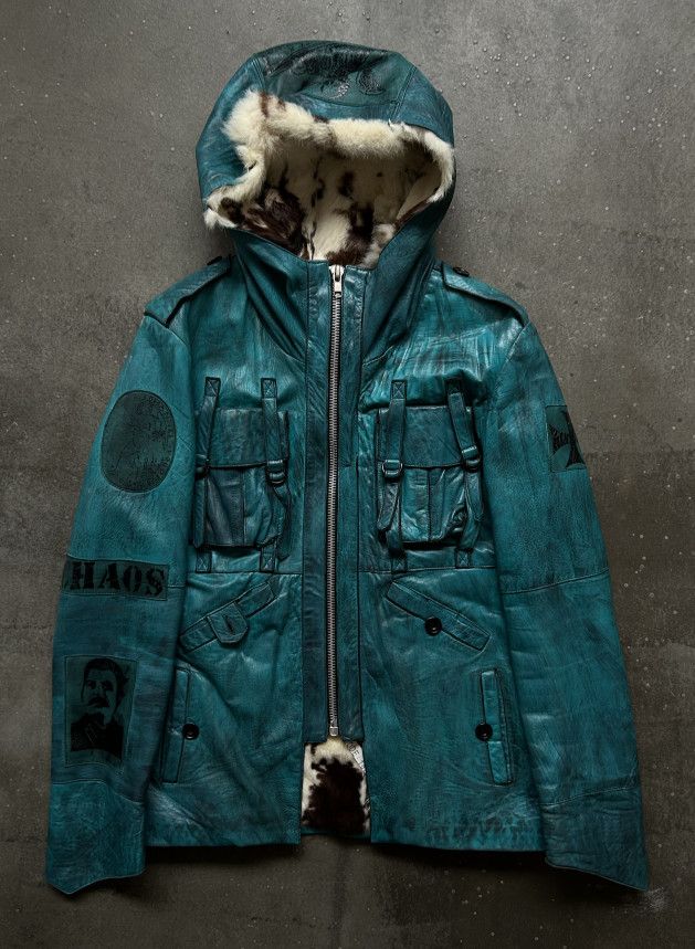 Diamond Dogs Heavily Waxed Patchwork Leather Jacket