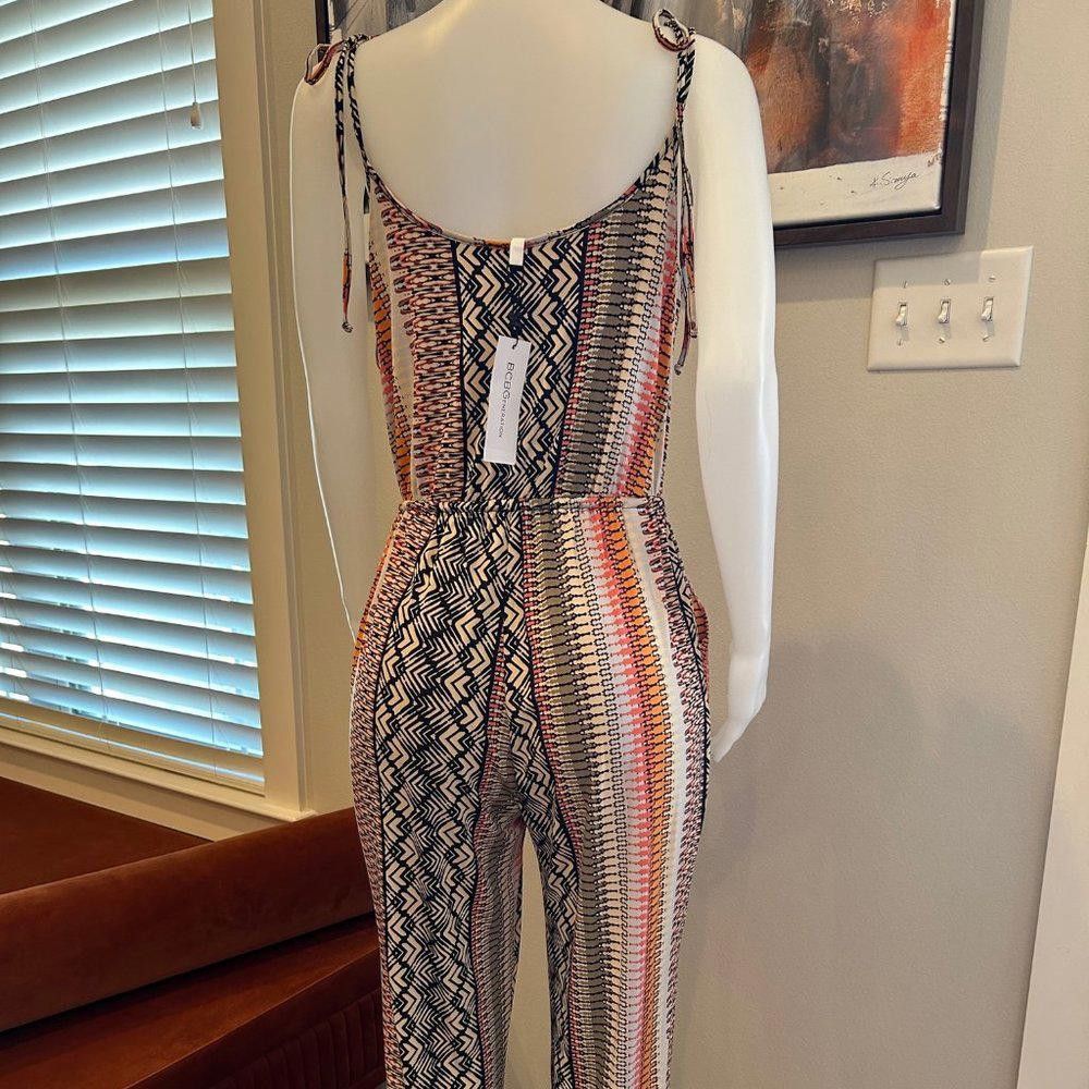 Designer BCBGeneration Tribal/Aztec Print Multicolor Stretch Jumpsuit Size 32" / US 10 / IT 46 - 8 Thumbnail