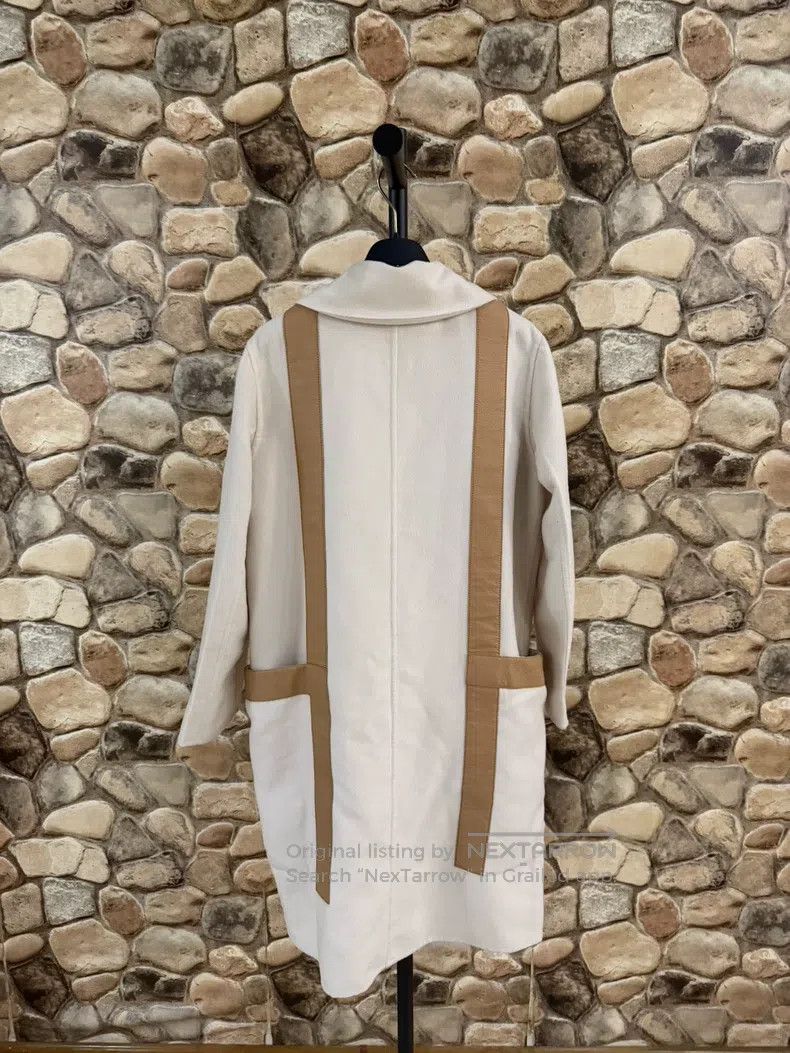 Hermes Hermes White Cashmere and Leather Long Coat Size XS / US 0-2 / IT 36-38 - 2 Thumbnail
