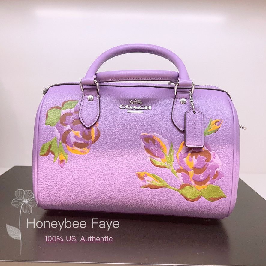 NWT Coach Rowan Satchel With Rose Print