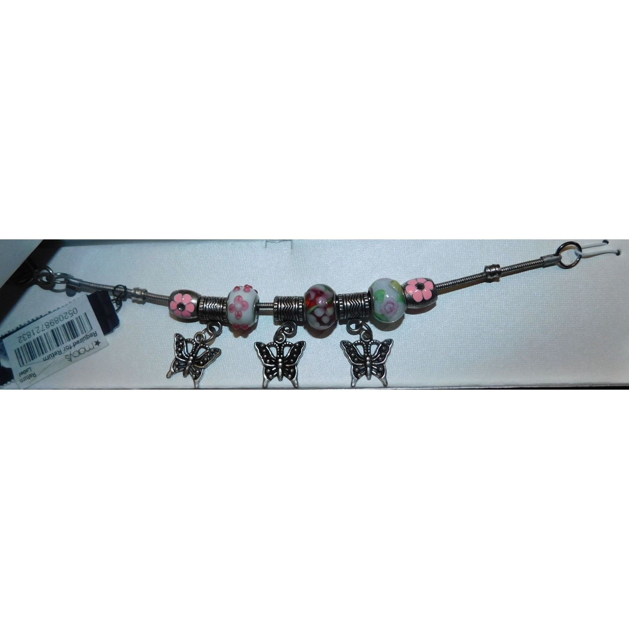Other Roman Glass Butterfly Foral Charm Bracelet Size ONE SIZE - 3 Thumbnail