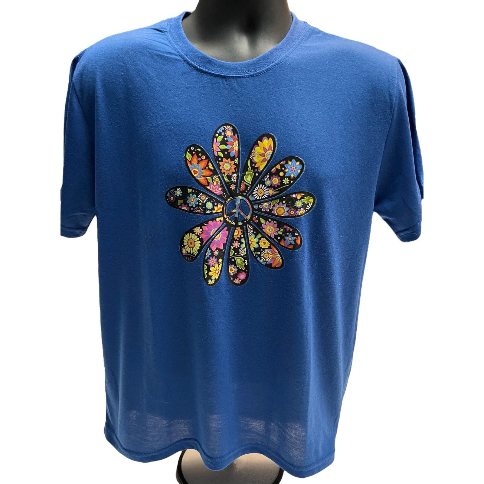 Other Flower Power Peace Symbol Blue Shirt Size XL / US 12-14 / IT 48-50 - 1 Thumbnail