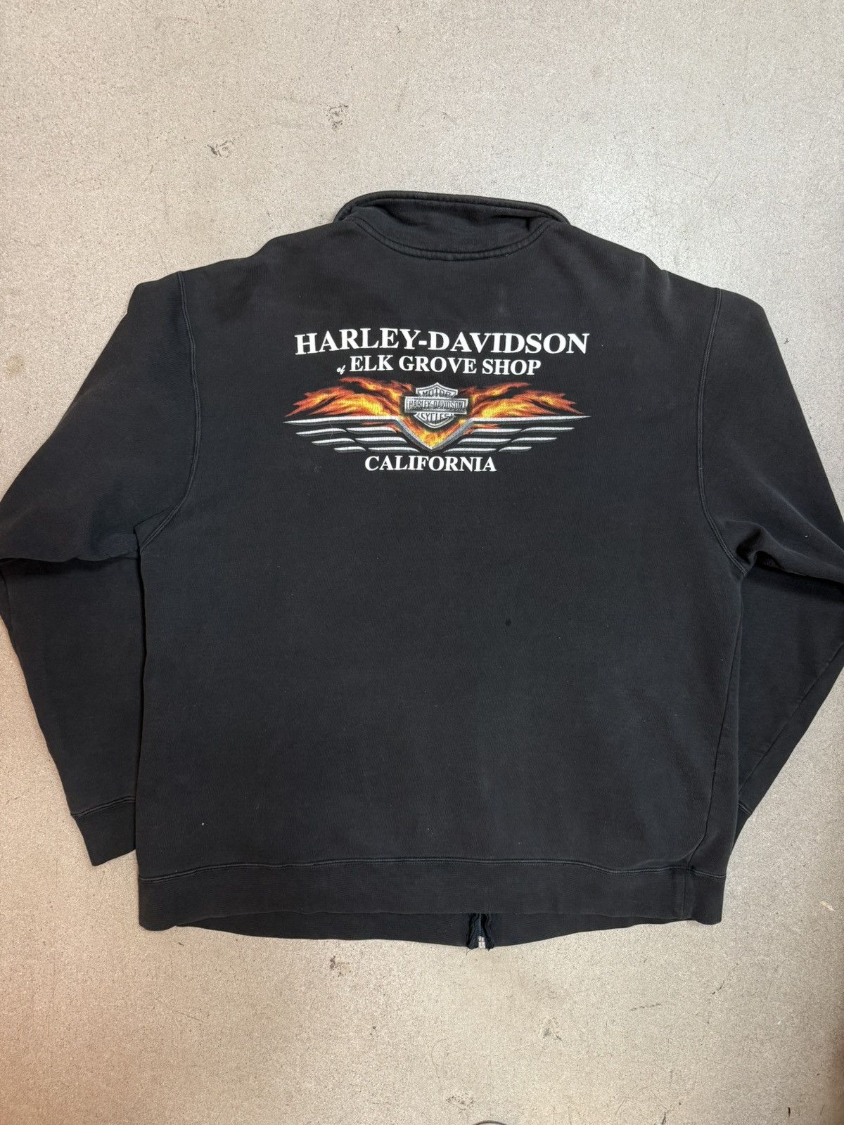 Harley Davidson Vintage Y2K Harley Davidson Faded Black Flame Zip Sweatshirt Size US L / EU 52-54 / 3 - 3 Thumbnail