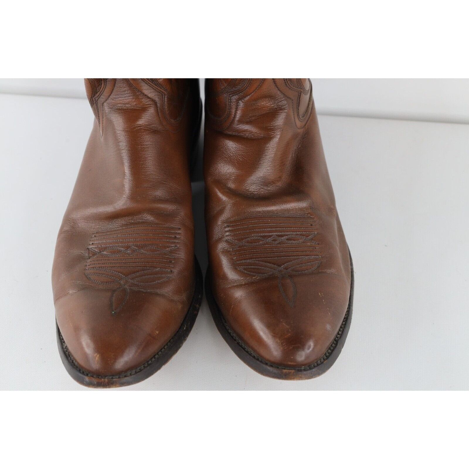 Vintage Vintage 90s Dan Post Distressed Tribal Leather Cowboy Boots Size US 10.5 / EU 43-44 - 3 Thumbnail