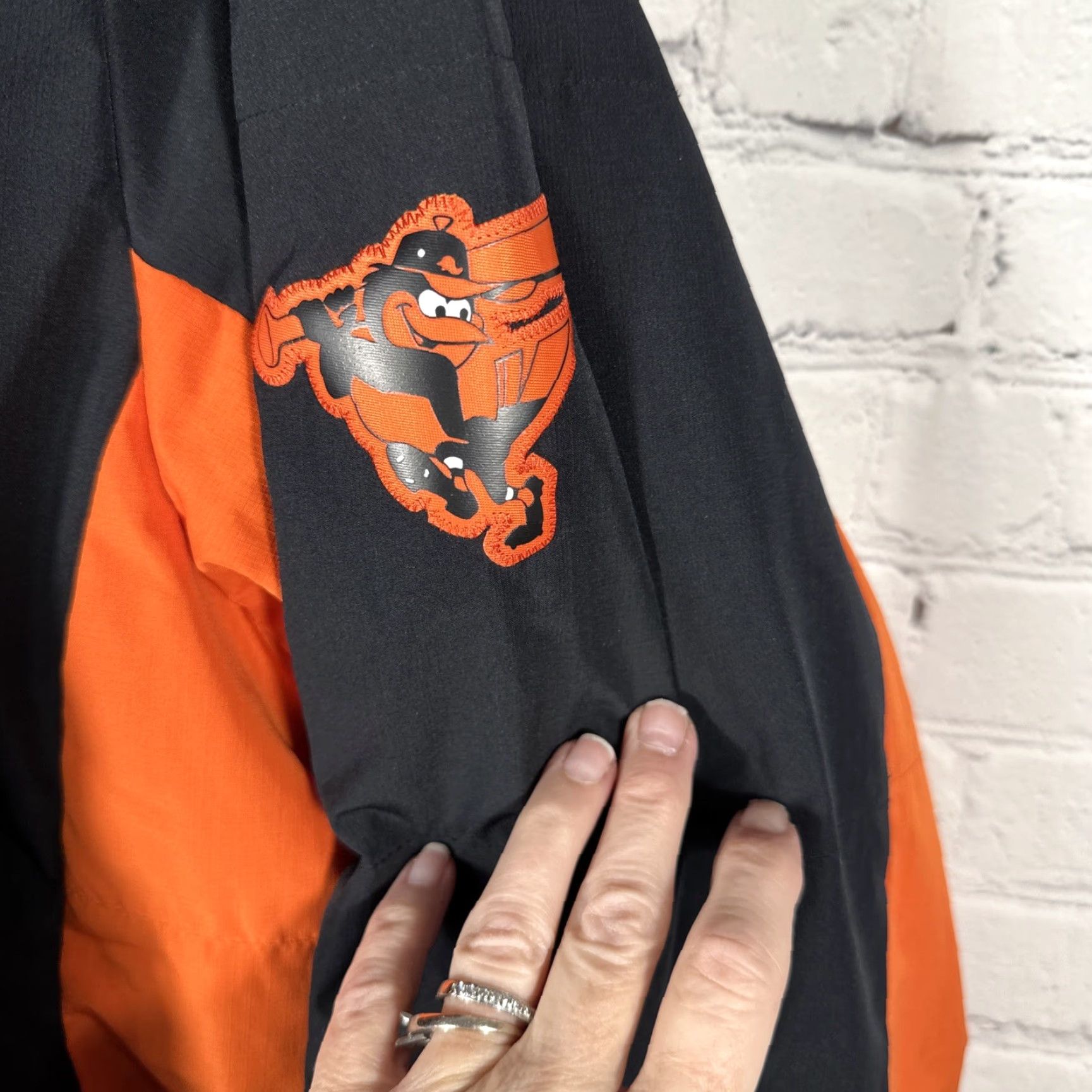 VINTAGE Baltimore Orioles Majestic Jacket Mens 2XL Black Orange Puffer Coat Full Zip MLB