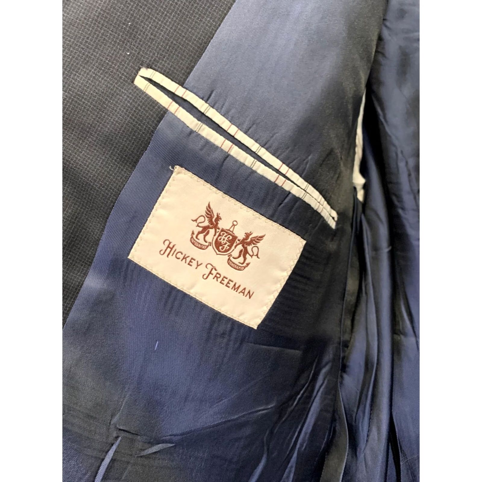Vintage Hickey Freeman Navy Blazer 48R 2 Button Wool Sport Coat Made in USA Men’s Blazer Wool Navy 48 Chest USA 2-Button Classic Tailored Fit Mens Size 48R - 3 Thumbnail