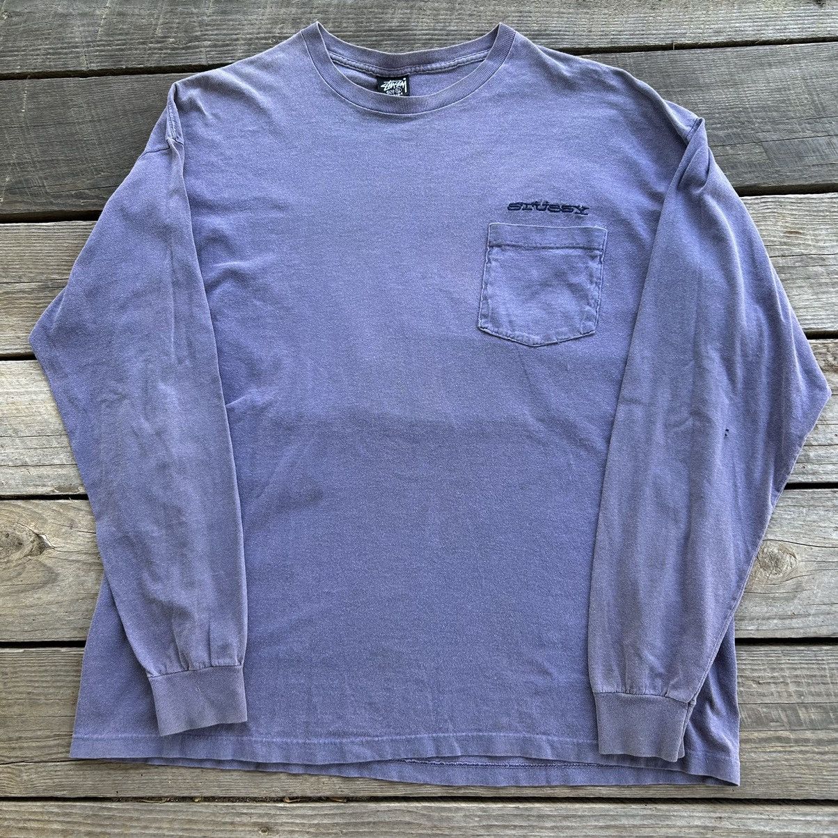 Stussy Vintage 90s Stussy Pigment Faded Purple Long Sleeve T Shirt Size US XL / EU 56 / 4 - 2 Thumbnail