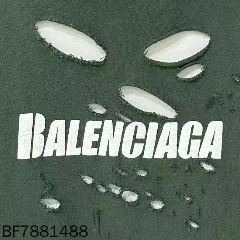 Balenciaga Balenciaga Green Double Layer Destroyed Hole Letter Hoodie Size US M / EU 48-50 / 2 - 6 Thumbnail