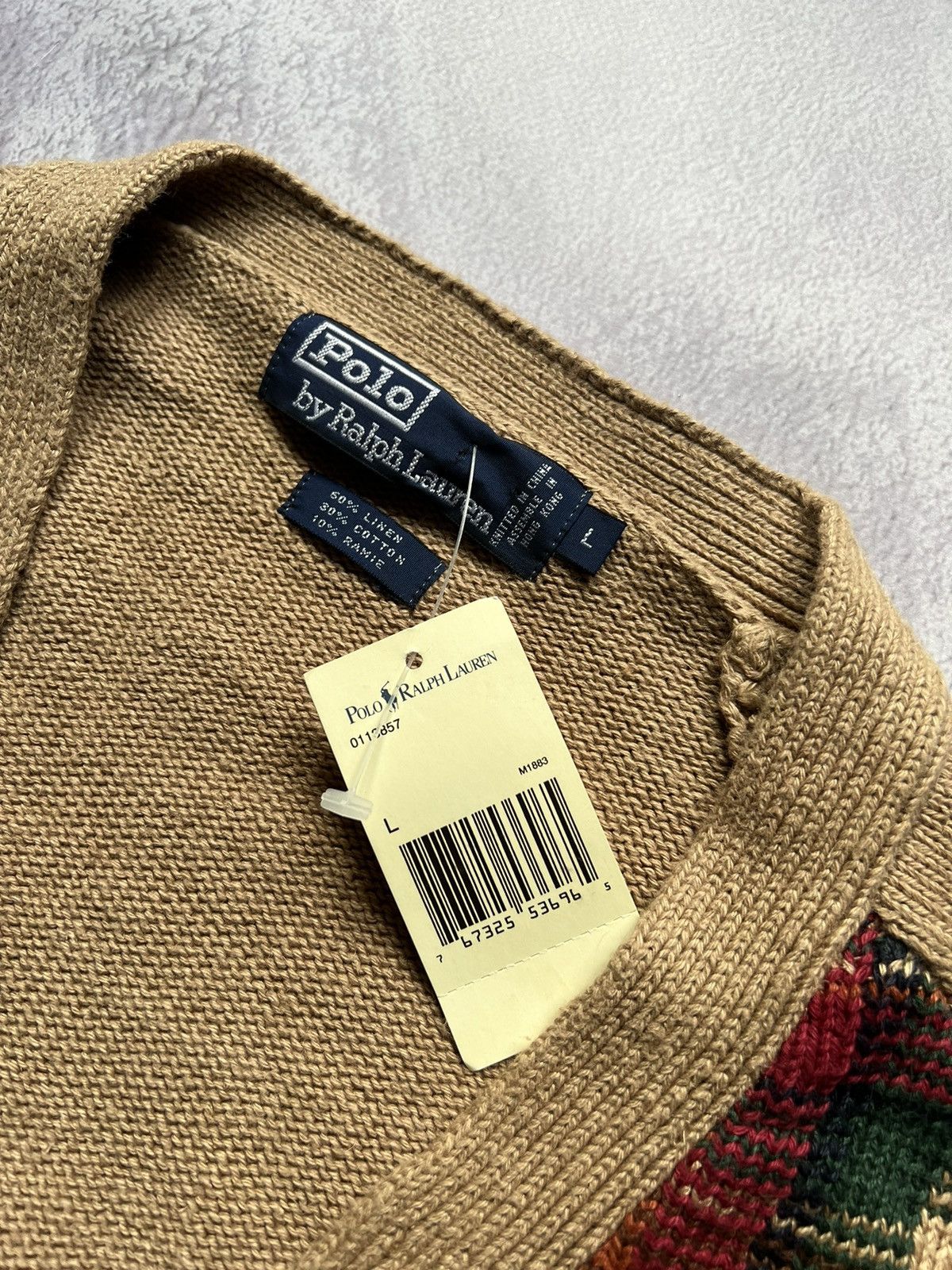 Polo Ralph Lauren × Vintage Vintage Polo Ralph Lauren Knit Cardigan Aztec Country Linen Size US L / EU 52-54 / 3 - 7 Thumbnail