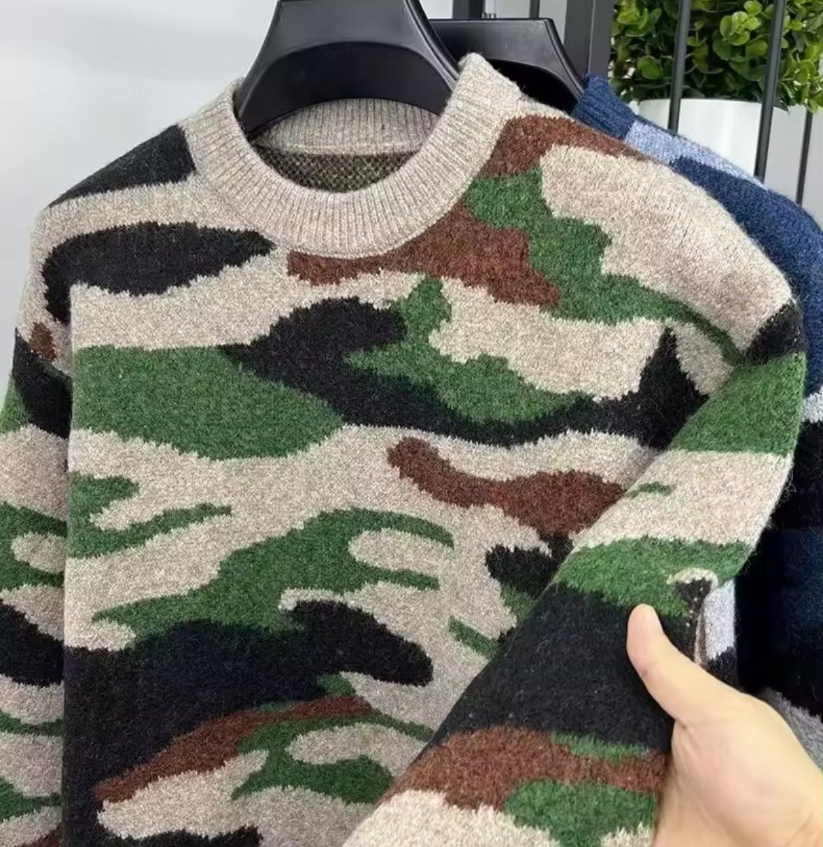 Other Street Kpop Camouflage Sweater Jacquard Knitted Sweatshirt Size US L / EU 52-54 / 3 - 4 Thumbnail