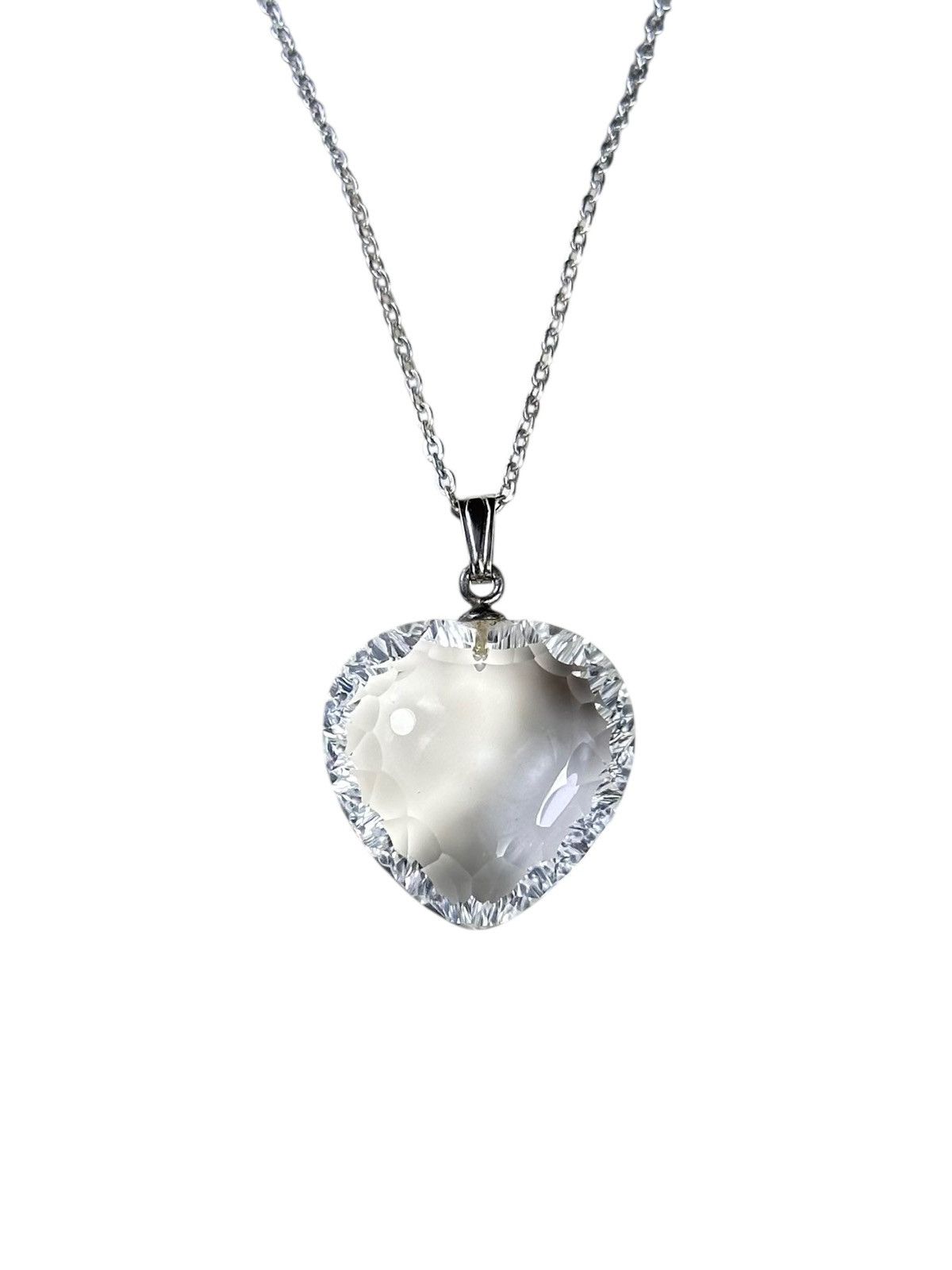 Vintage 2000s JAPANESE MADE LUMINOUS GLASS HEART PENDANT NECKLACE Size ONE SIZE - 1 Thumbnail