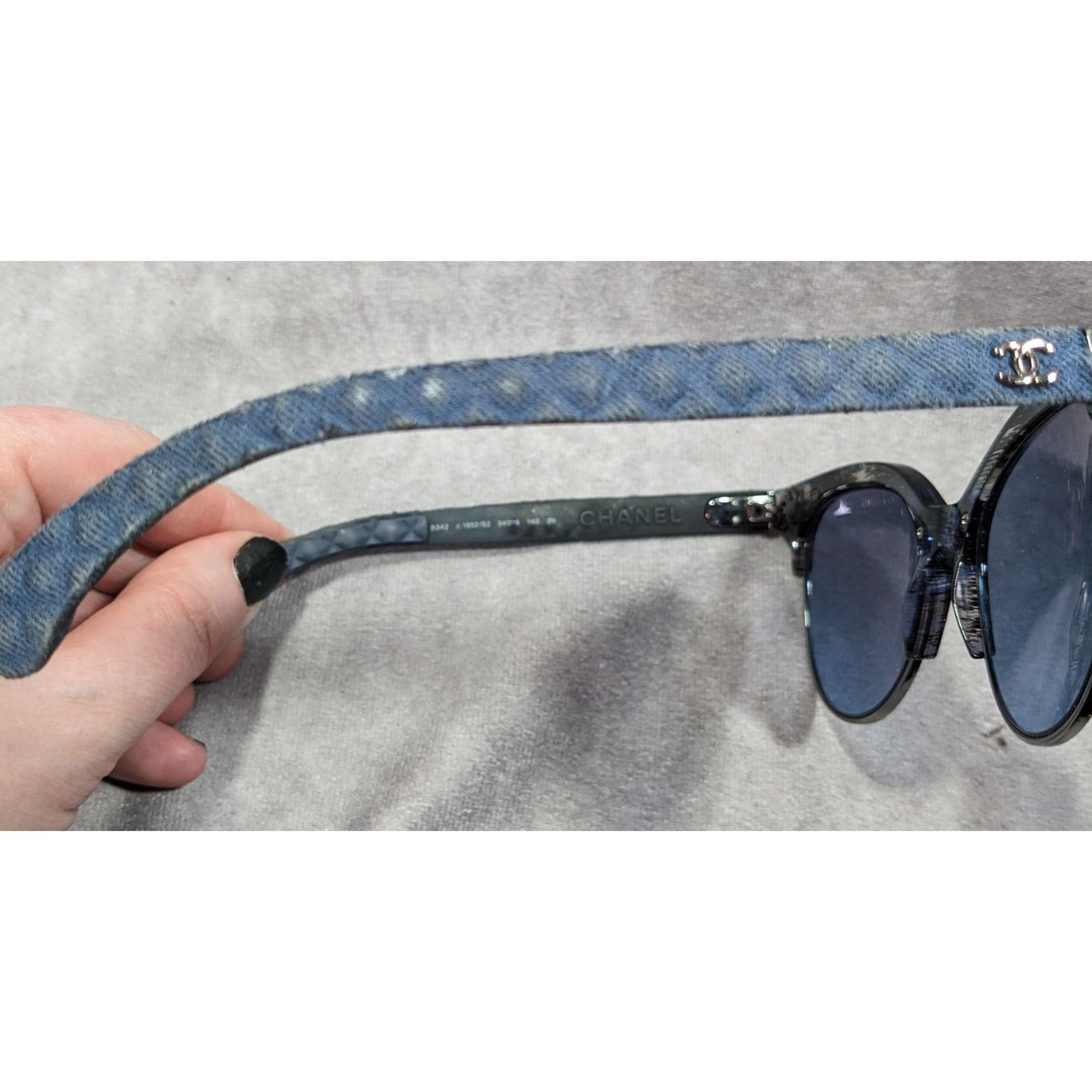 Chanel Chanel Blue Quilted Sunglasses 5342 .1552/52 Made In Italy Size ONE SIZE - 10 Thumbnail