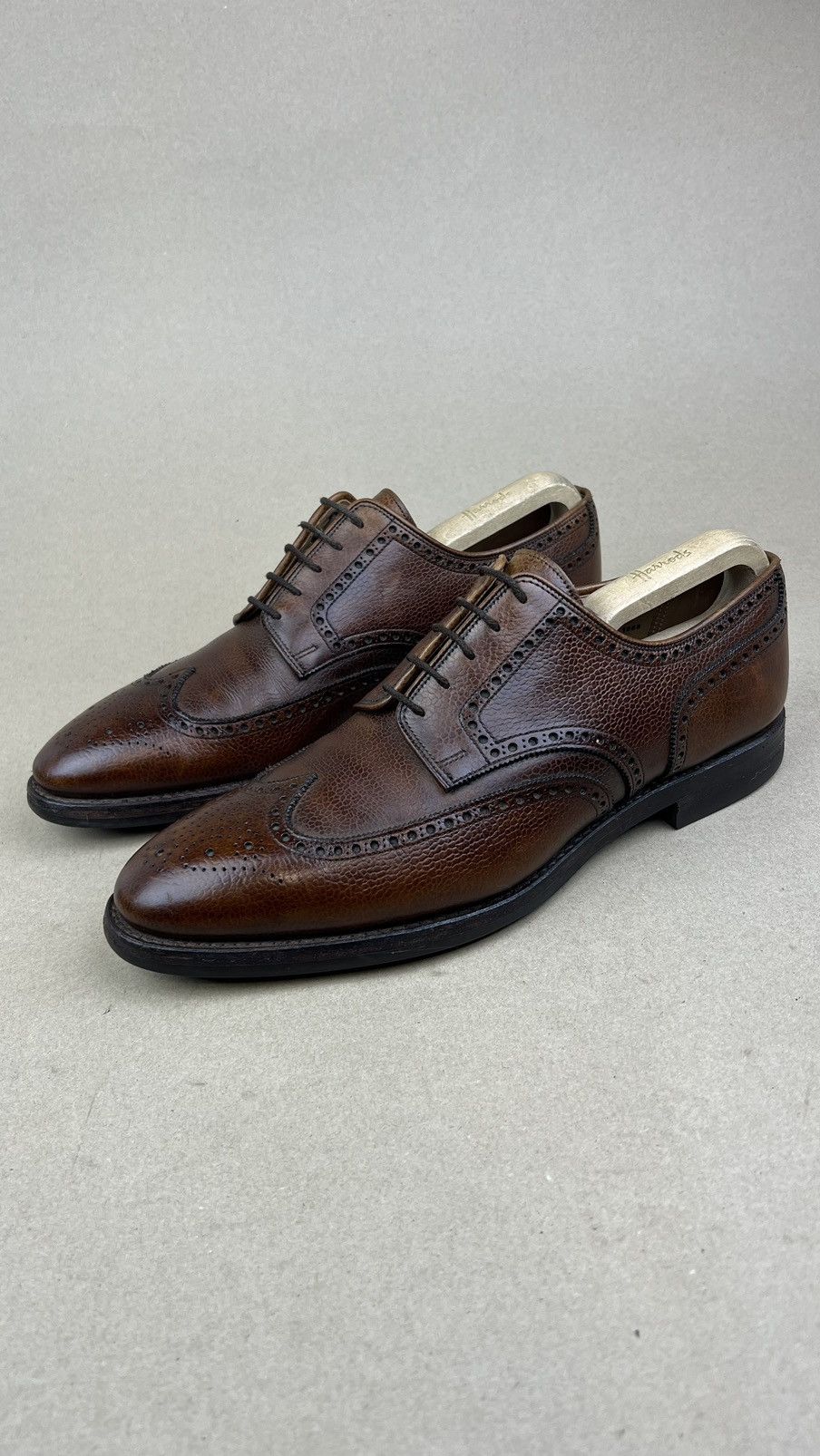Crockett & Jones CROCKETT & JONES Swansea Derby Brogues Leather Shoes Brown Size US 11 / EU 44 - 1 Thumbnail
