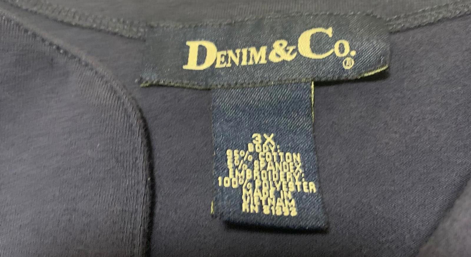 Denim & Co. Denim & Co Navy Blue Women's Blouse 3X Embroidered Size 3XL / US 20-22 - 4 Thumbnail