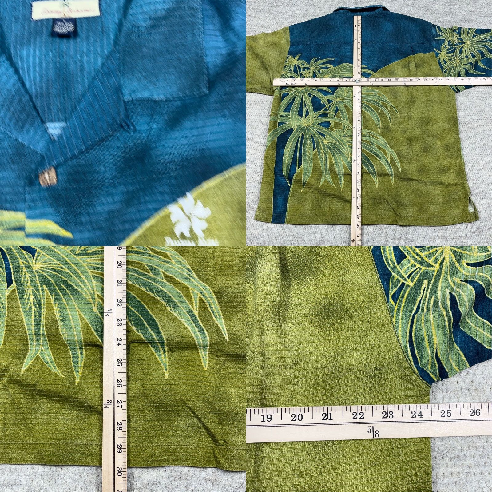 Tommy Bahama Tommy Bahama Button-Up Shirt Men Large Blue Silk Cotton Pineapple Palm Hawaiian Loop Collar Wear Size US L / EU 52-54 / 3 - 8 Thumbnail