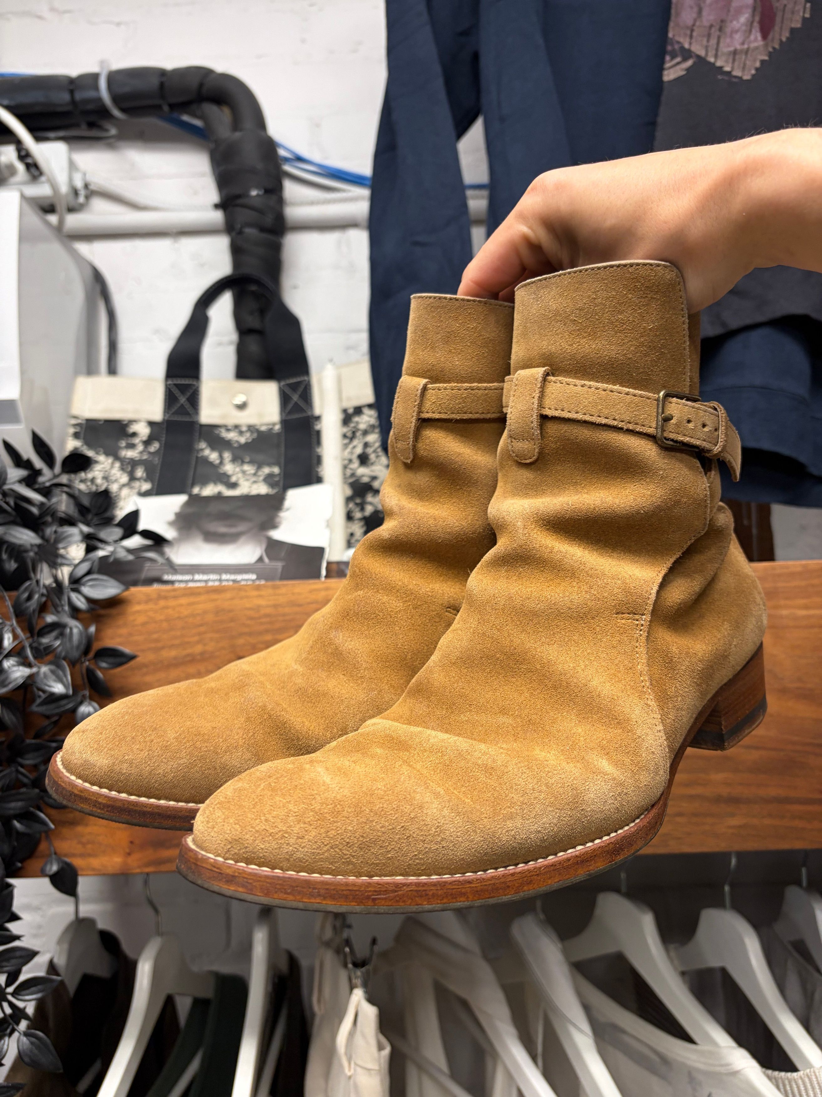 Saint Laurent Paris Saint Laurent ‘Jodhpur’ Brown Suede Harness Pointed Toe Ankle Boots Size US 7 / EU 40 - 3 Thumbnail