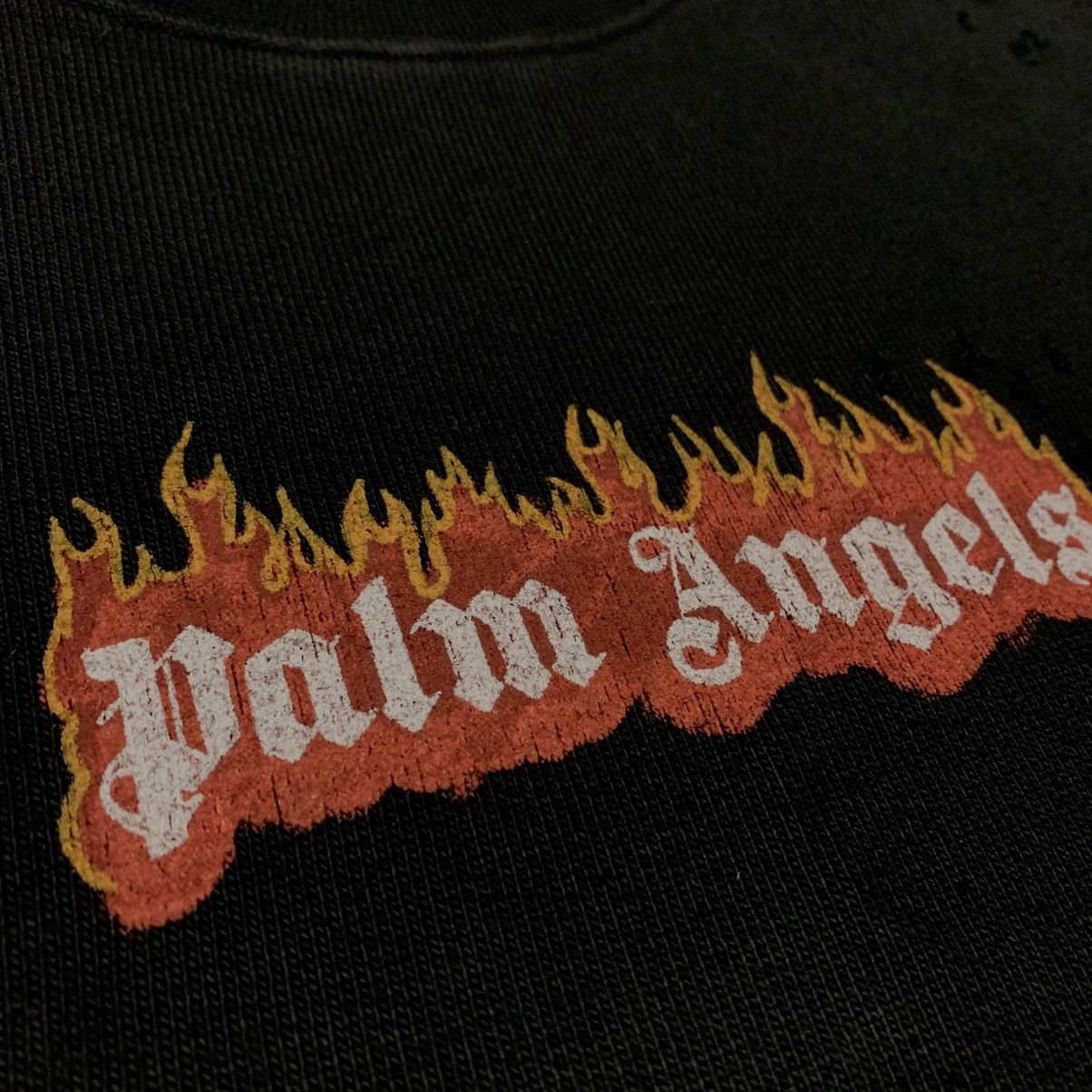 Palm Angels Palm Angels Medium Flame Logo Distressed Black Sweatshirt Size US M / EU 48-50 / 2 - 4 Thumbnail