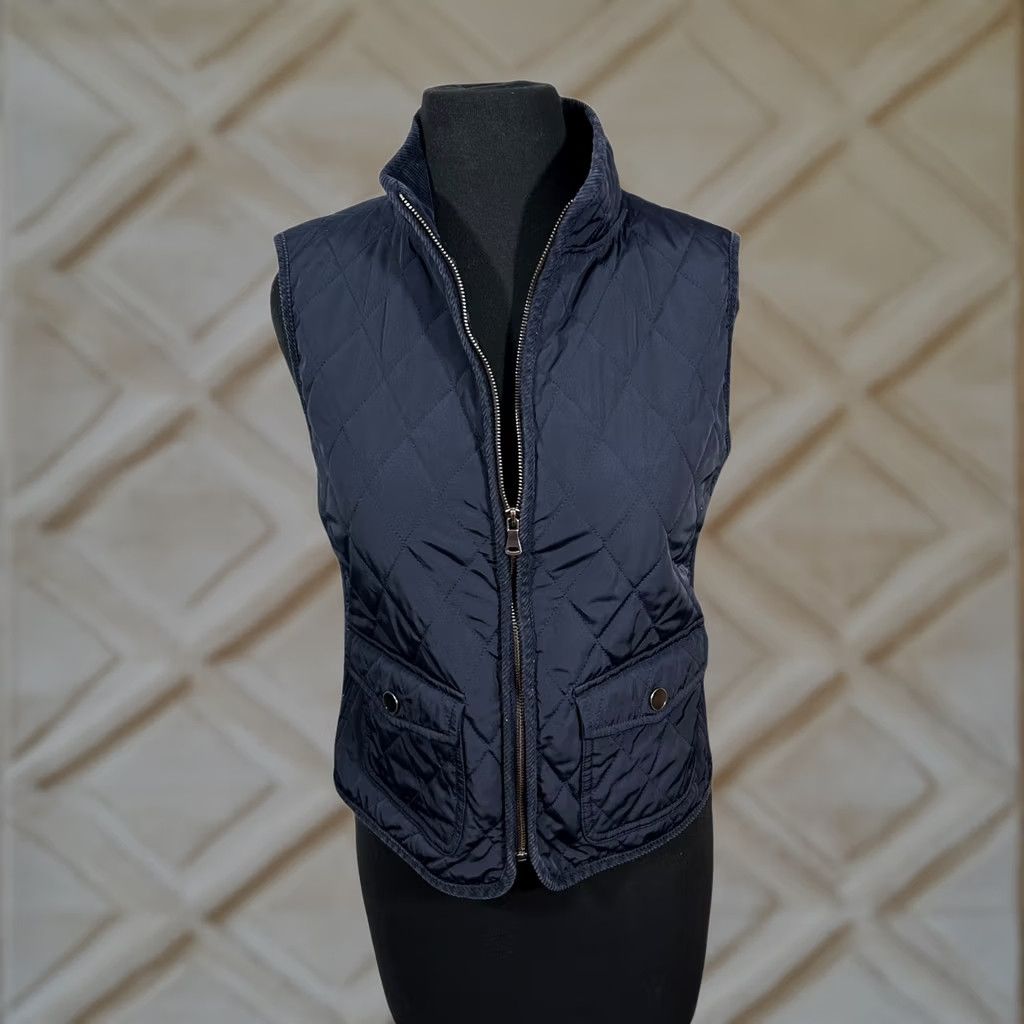 Talbots Talbots Quilted Puffer Vest Sleeveless Womens Small Petite Blue Full Zip Pockets Size XXS / US 00 / IT 34 - 1 Thumbnail