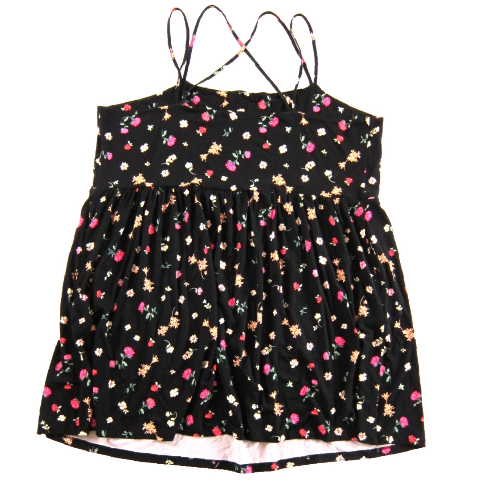 Old Navy Old Navy Floral Sundress Short Tank Sun Dress 3X Pocket Black Green Pink Rayon Stretch Ladies Size 40" / US 18 - 2 Thumbnail