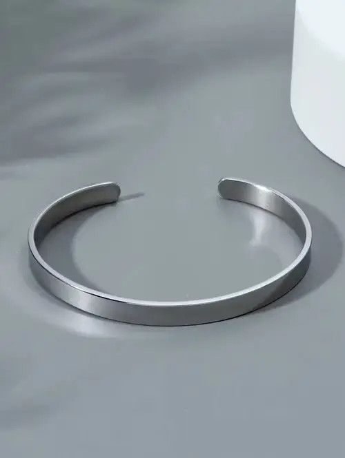 Vintage Stainless Steel Men Simple Cuff Bracelet Size ONE SIZE - 3 Thumbnail