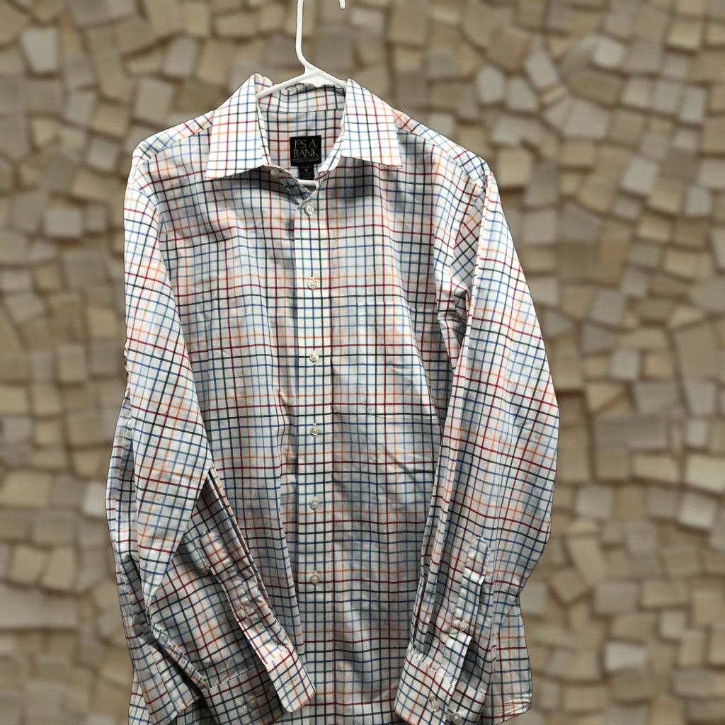 Jos. A. Bank Jos. A. Bank Shirt Mens White Striped Long Sleeve Spread Collar Button-Up M Mens Size US M / EU 48-50 / 2 - 1 Thumbnail