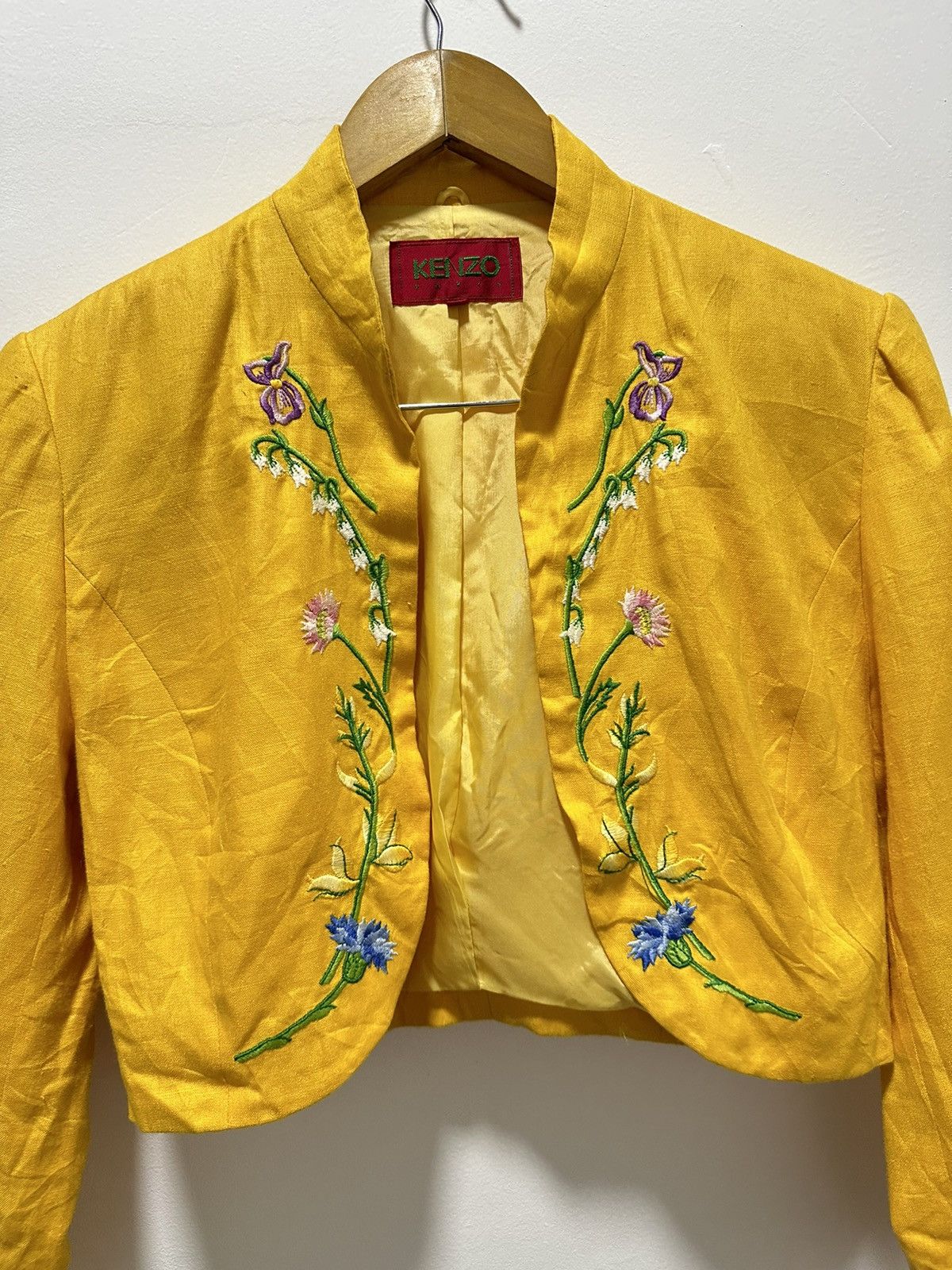 Kenzo Kenzo Cropped Jacket Embroidered Floral Design Buttonless Size M / US 6-8 / IT 42-44 - 3 Thumbnail