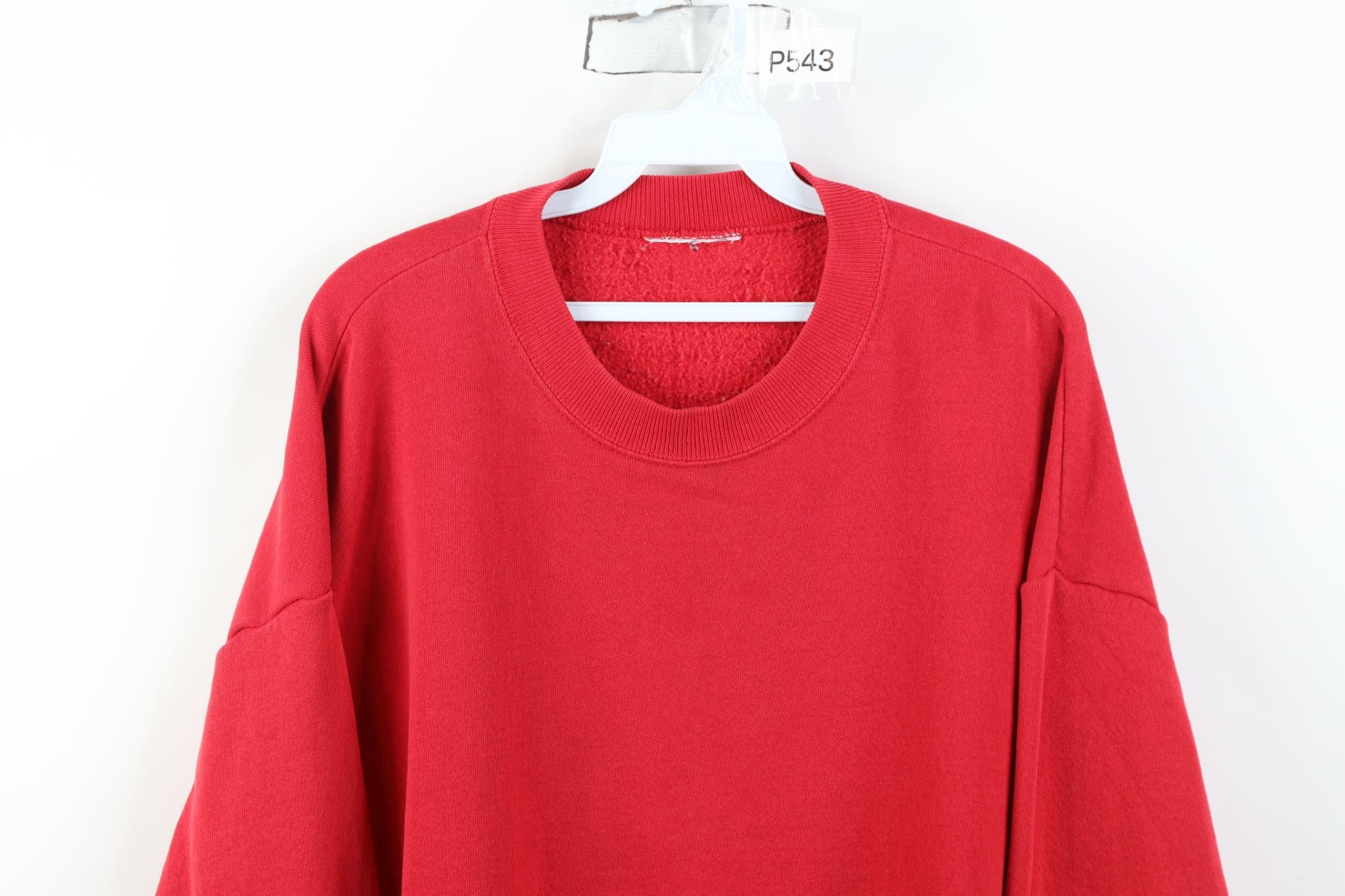 Vintage Vintage 90s Streetwear Blank Crewneck Sweatshirt Cherry Red Size US XL / EU 56 / 4 - 2 Thumbnail
