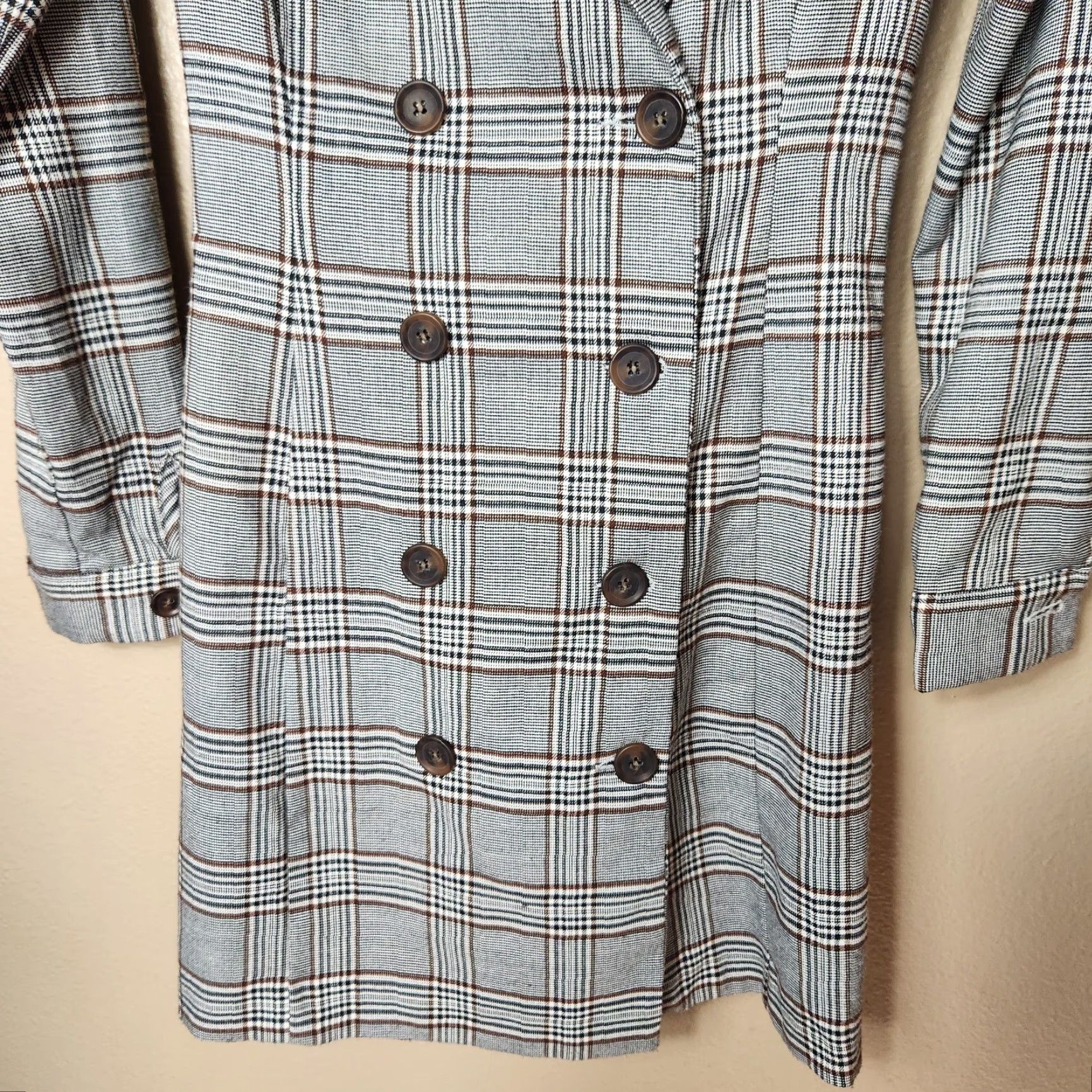 Vintage VINTAGE Magjay Womens Double Breasted Wool/Silk Blend Plaid Trench Dress-Size S Size S / US 4 / IT 40 - 3 Thumbnail