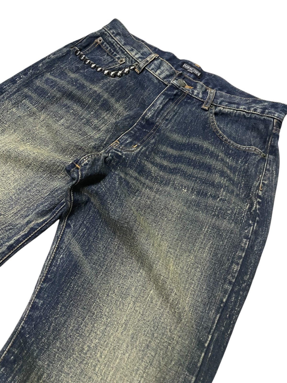 Designer × Japanese Brand Amore Puro Japan Stone Mud Wash Studded Loose Jeans Size US 30 / EU 46 - 4 Thumbnail