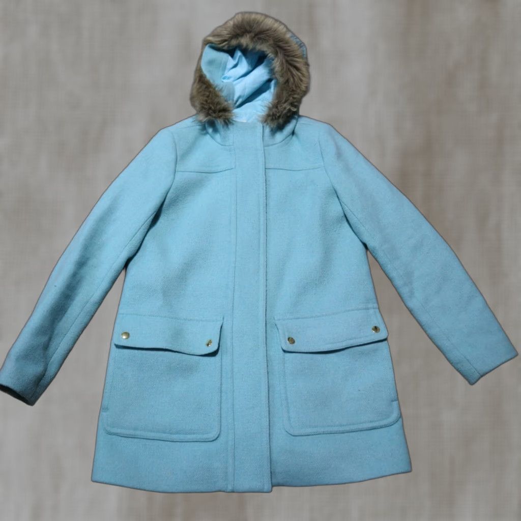 J.Crew J.CREW Parka Jacket Women's Size 2 Hip Length Wool Blend Blue Hooded Zip Up Pockets 90s Fashion Mens? Womens? Size XS / US 0-2 / IT 36-38 - 1 Thumbnail
