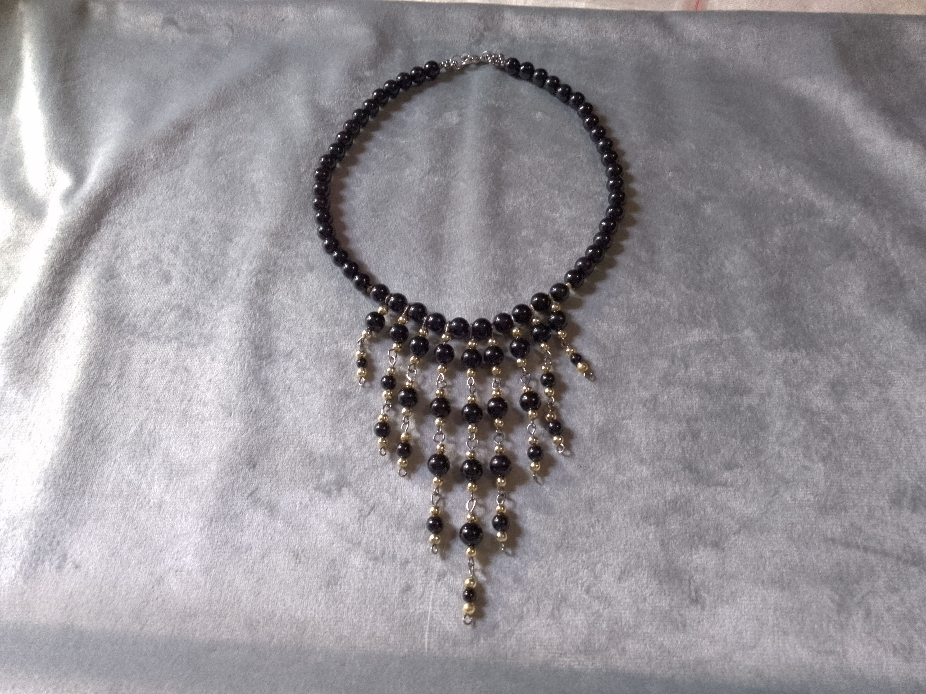 Handmade Necklace Black Pearls Bangs Elegant Size ONE SIZE - 1 Thumbnail