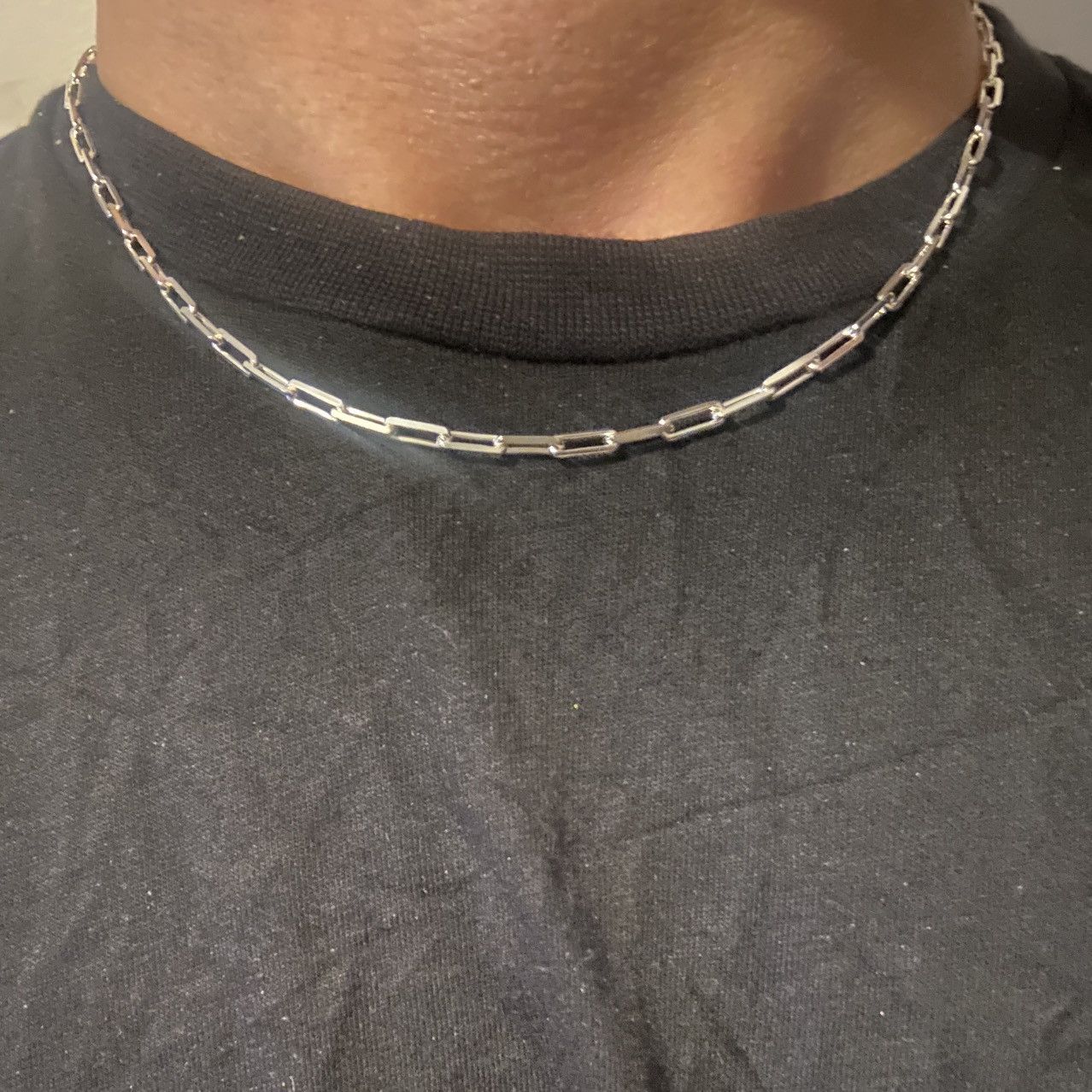Sterling Silver Silver Chain Solid Silver Paperclip Necklace 18in 3mm Size ONE SIZE - 1 Thumbnail