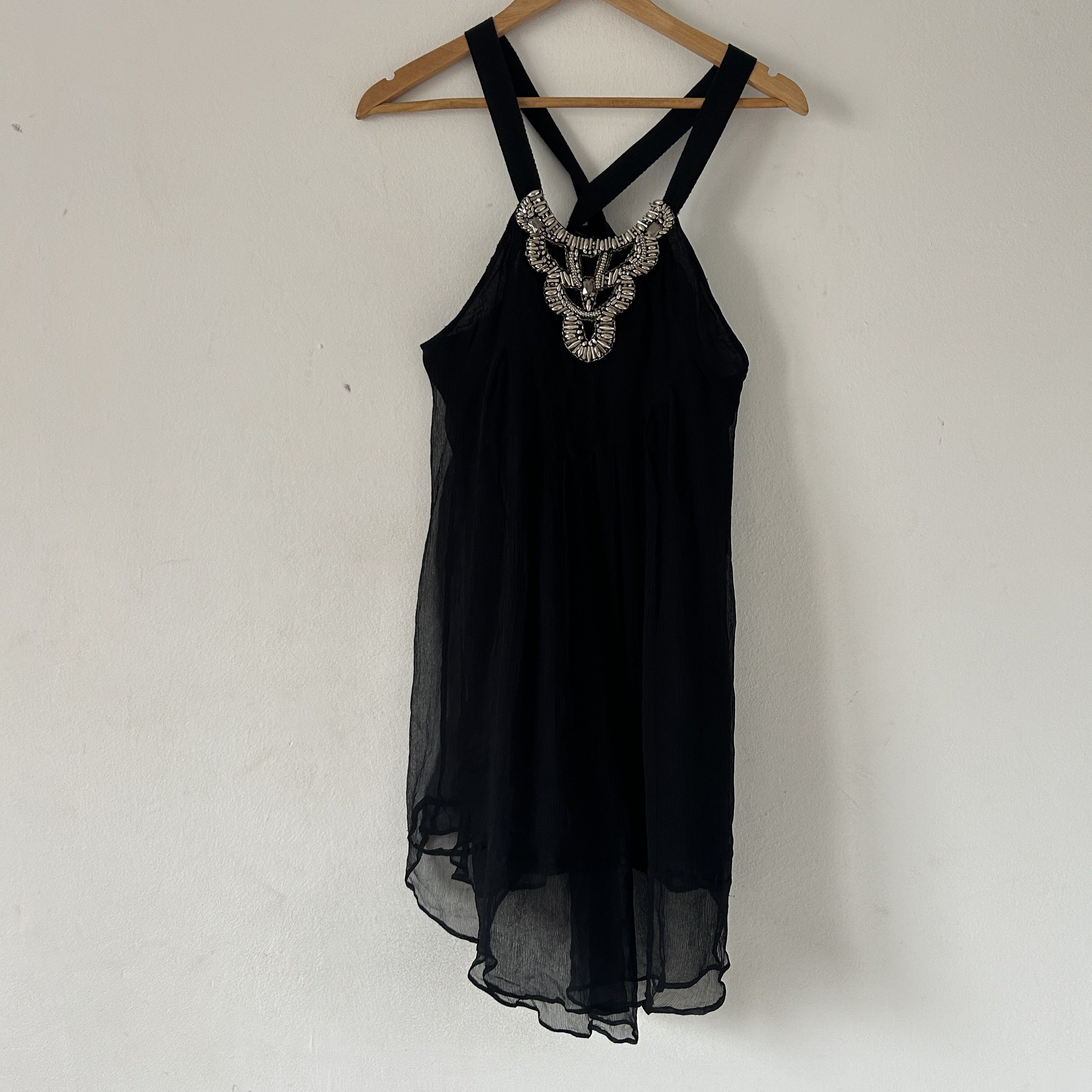 Miss Sixty y2k halter beaded neck black party mini dress -  wpequipmentugltd.com