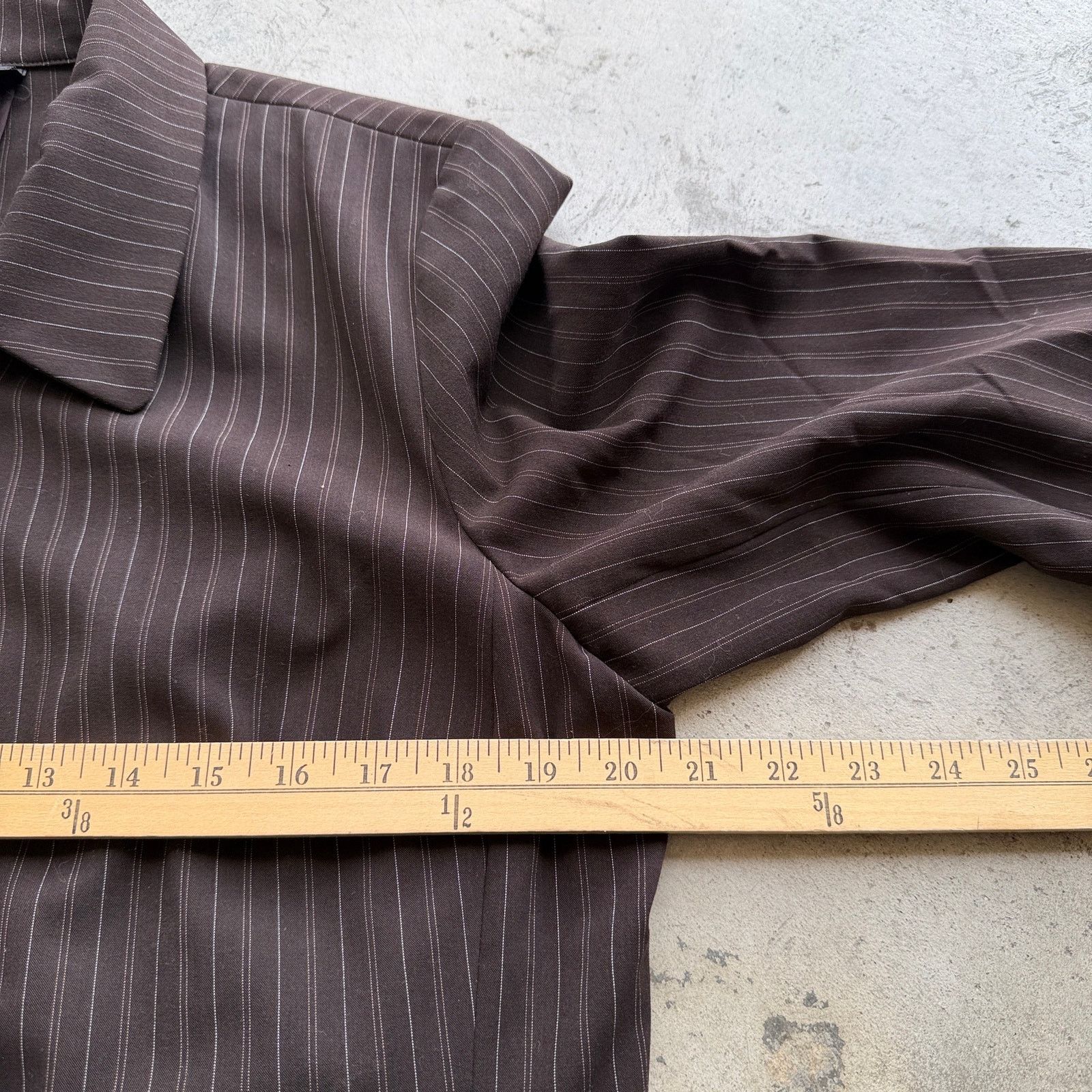 Other Vtg y2k early 2000s crop fit work zip up pinstriped jacket Size L / US 10 / IT 46 - 7 Thumbnail
