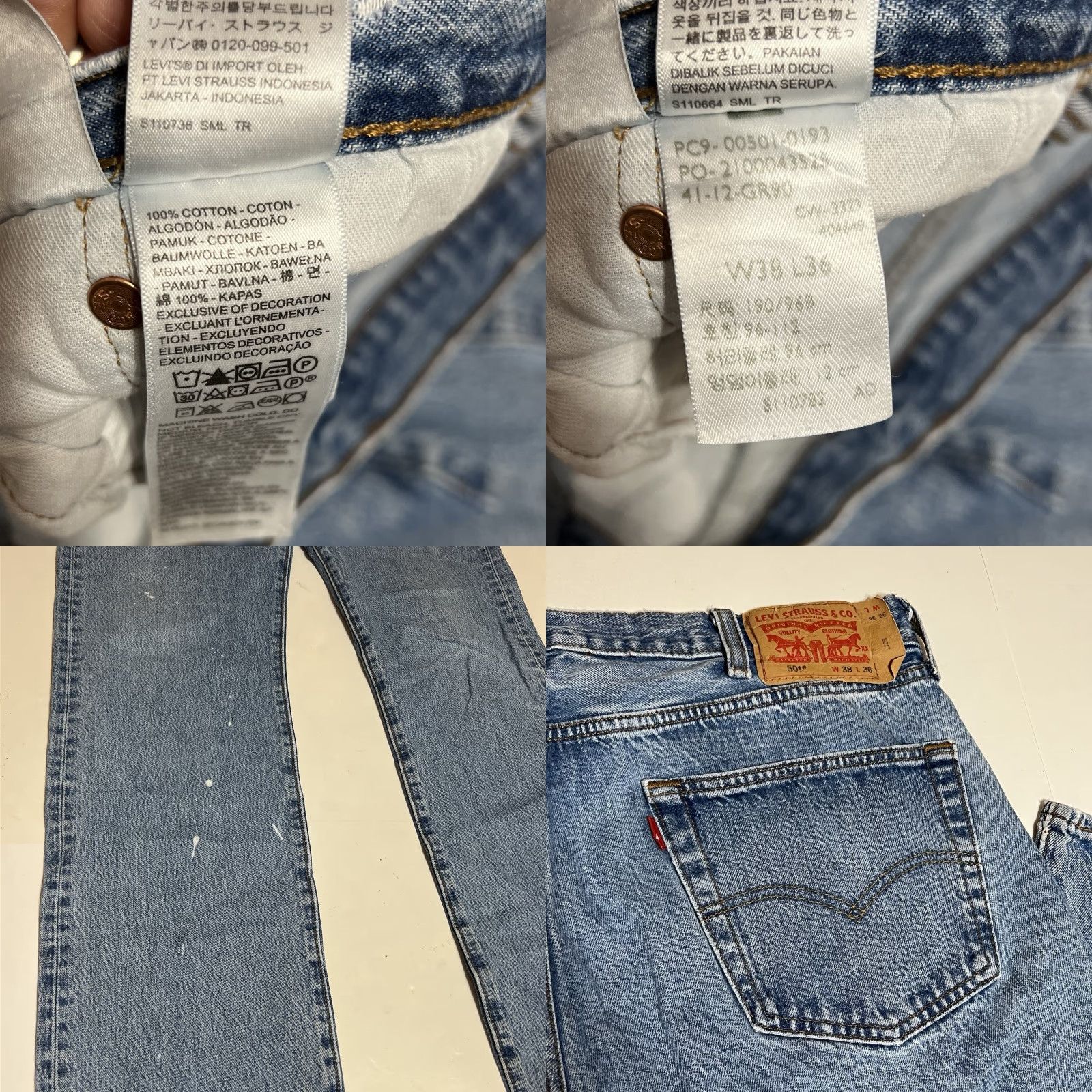 Levi's VINTAGE Levi's 501 Jeans Denim Blue Regular Fit 36x34 Button-Fly 5-Pocket Stained Grunge USA Logo Mens Size US 36 / EU 52 - 8 Thumbnail